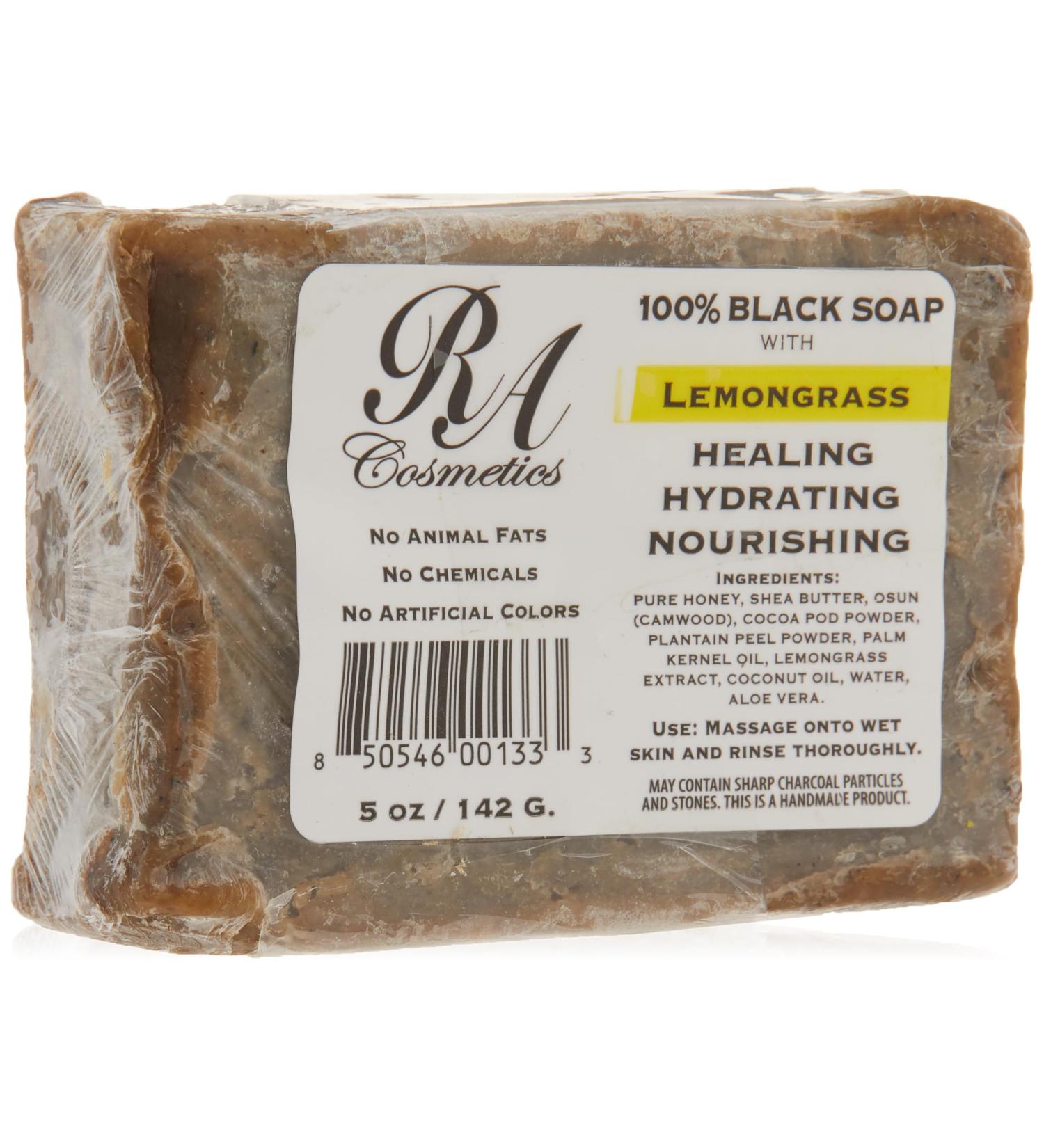 RA Cosmetics 100% Black Soap with Lemon Grass - Natural Skin Care 5 oz | Buy Internationally - Buy Online on SooperMarket.com