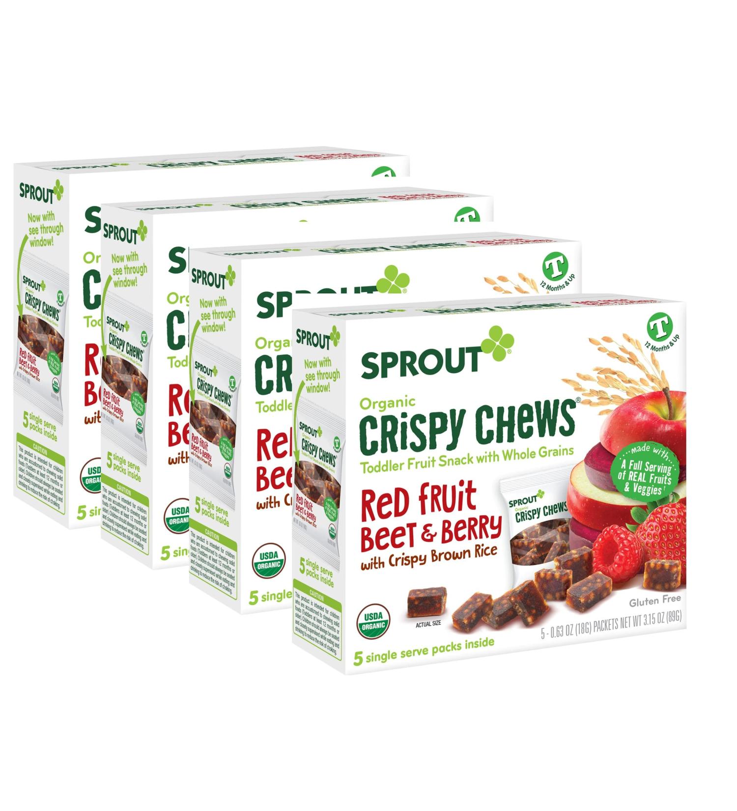 Sprout Organic Baby Food Stage 4 Toddler Fruit Snacks - Red Fruit Beet & Berry Crispy Chews (20 Pack) - Buy Online on SooperMarket.com