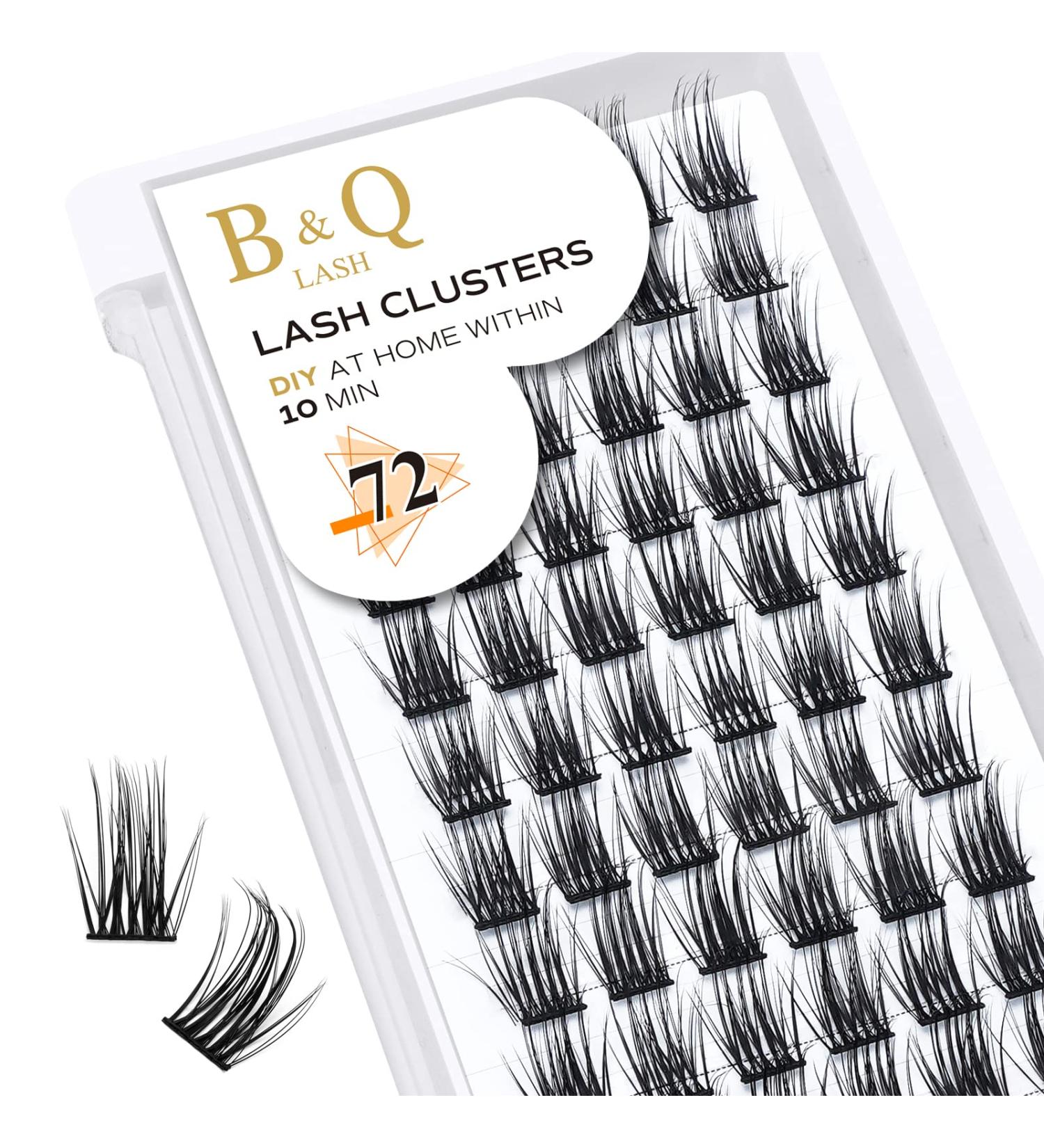 B&Q D Curl Cluster Lashes - 72 Clusters | DIY Soft Fluffy Eyelash Extensions - D-14mm - Buy Online on SooperMarket.com