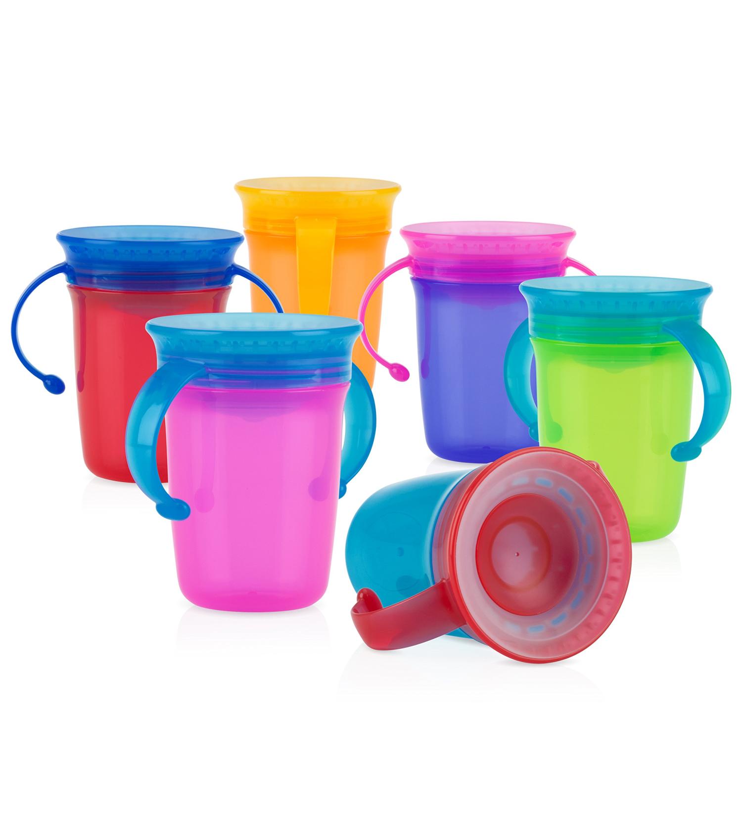 Nuby Plastic No Spill 360 Wonder Cup 1pk - Assorted Colors - Red/Green/Pink/Aqua/Purple/Orange - Buy Online on SooperMarket.com
