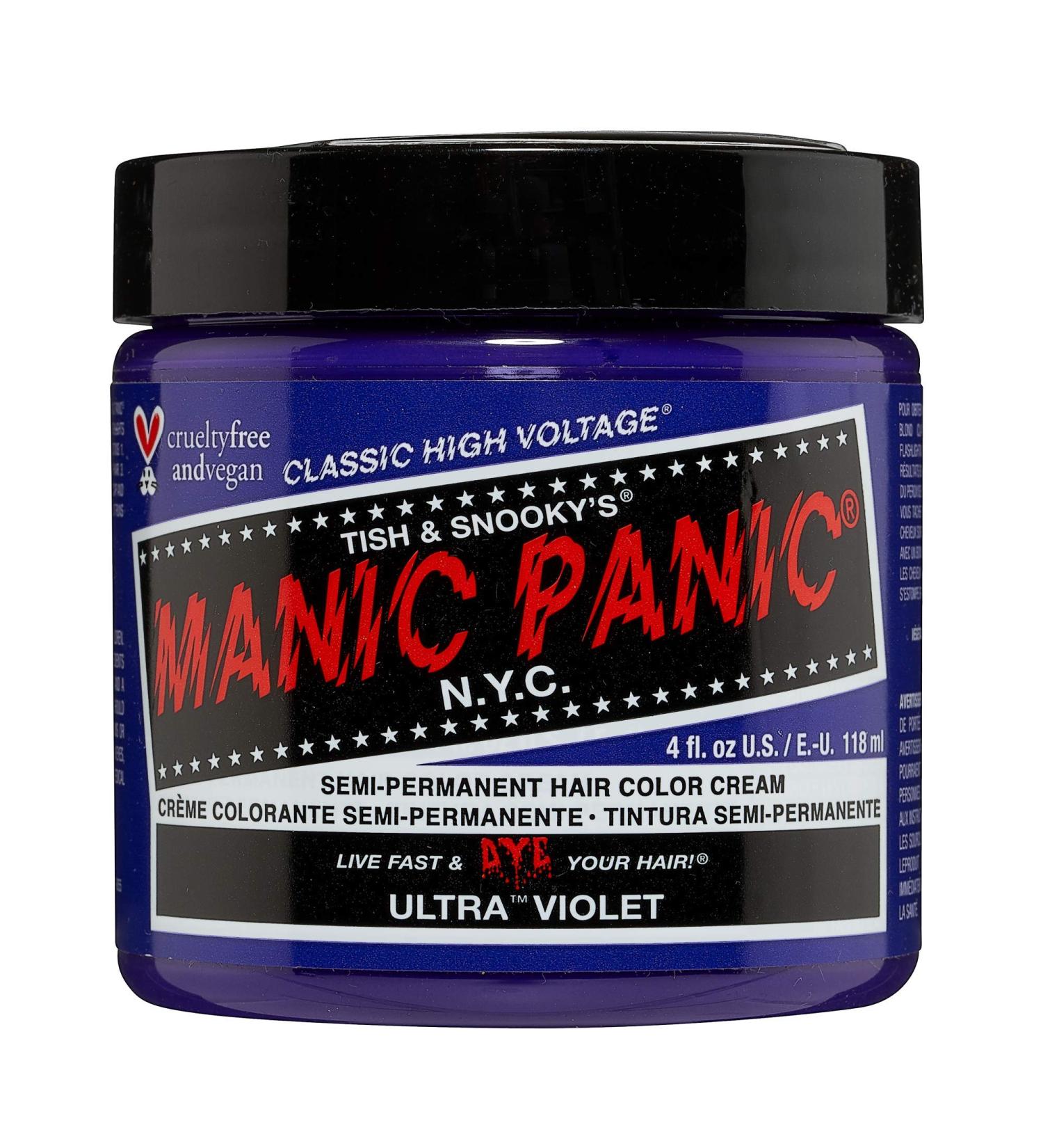 MANIC PANIC Ultra Violet Hair Dye 4 Fl Oz - Vegan Semi Permanent Hair Color - Blue Toned Violet Shade for Men & Women - PPD & Ammonia-Free - Buy Online on SooperMarket.com
