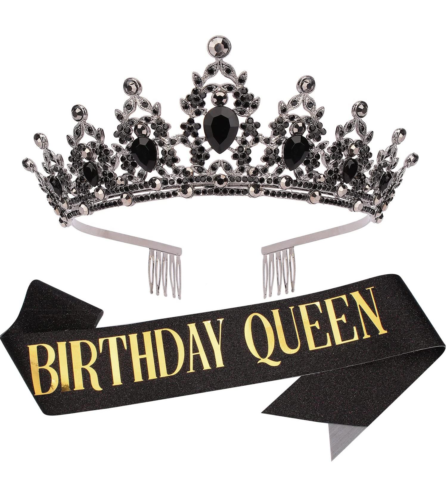 Happy Birthday Queen Crown Set - Tiaras, Sash & Gifts for Women | Birthday Party Decor & Accessories - Buy Online on SooperMarket.com