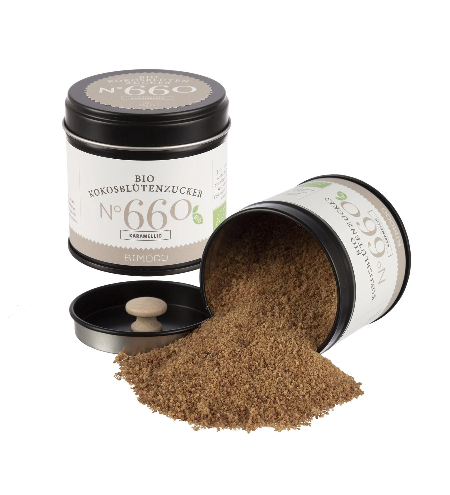 Rimoco N 660 Organic Coconut Blossom Sugar - Natural Sweetener with Caramel Notes | DE- KO-007 | 100g Elegant Spice Can - Buy Online on SooperMarket.com