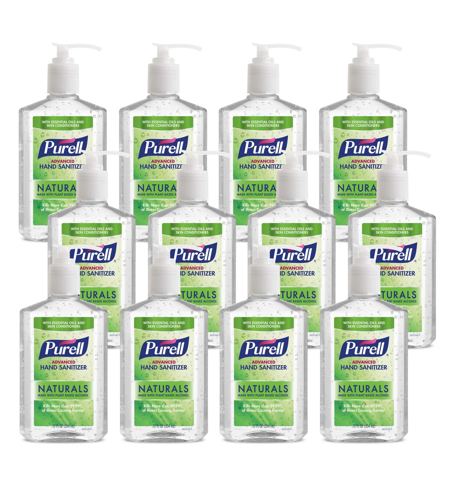 Purell NATURALS Advanced Hand Sanitizer Gel 12 fl oz Pump Bottle - Case of 12 - Buy Online on SooperMarket.com