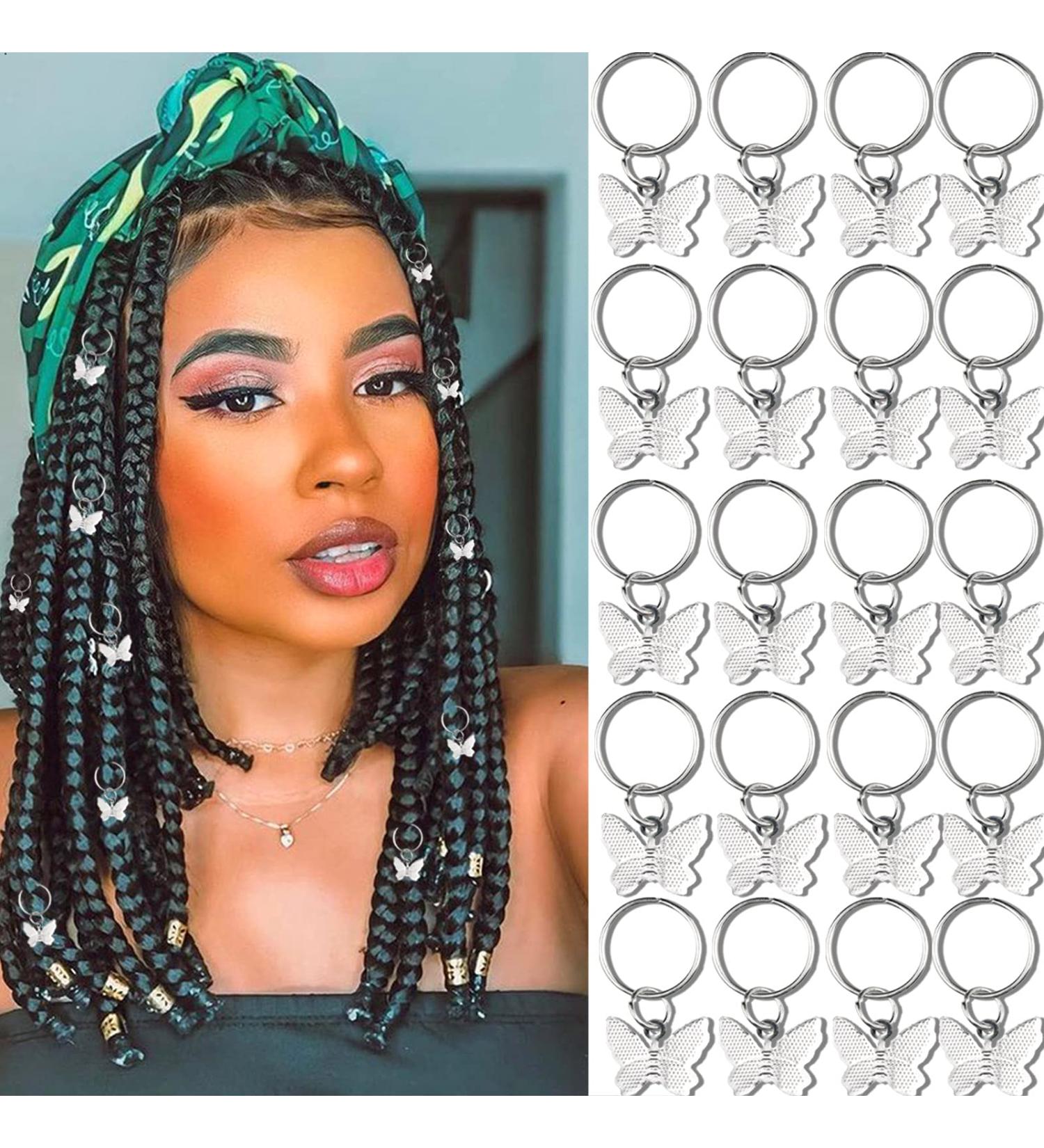 Naiska 20PCS Butterfly Hair Clips - Golden Hair Jewelry for Women - Braid Hair Cuffs Charms Rings - Silver Braid Clips - Dreadlock Accessories - Buy Online on SooperMarket.com