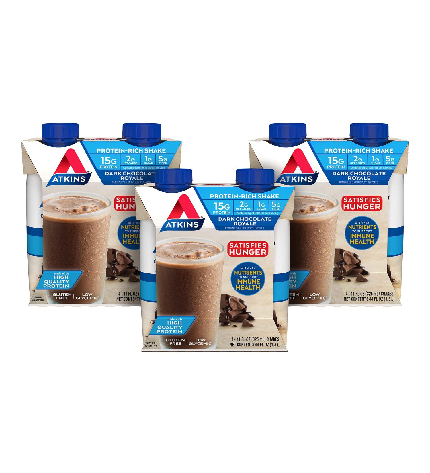 Atkins Dark Chocolate Royale Protein Shake 12 Count - Gluten Free, Keto-Friendly - Buy Online on SooperMarket.com