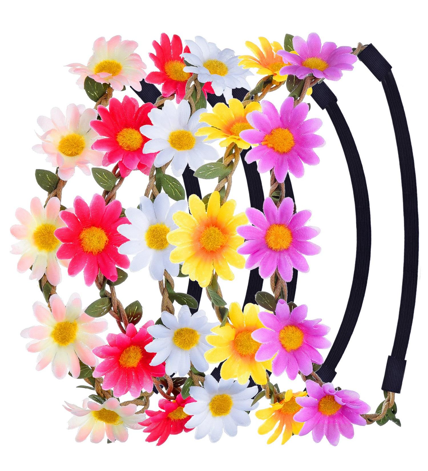 Multicolor Floral Headband Set - 5 Pack with Adjustable Elastic Band | Stylish Accessories for All Occasions | International Shipping Available - Buy Online on SooperMarket.com
