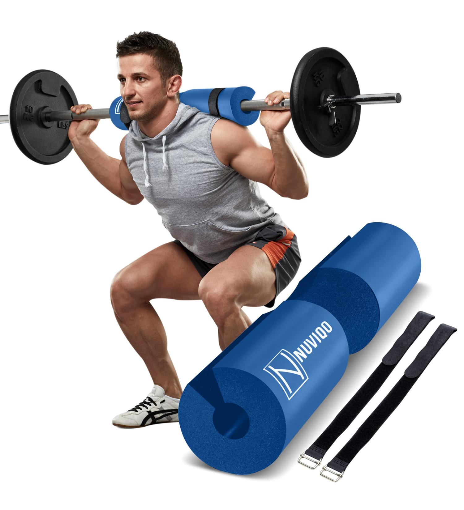 Barbell Pad for Squats and Lunges - Hip Thrust Cushion for Standard & Olympic Bars - Blue - Buy Online on SooperMarket.com