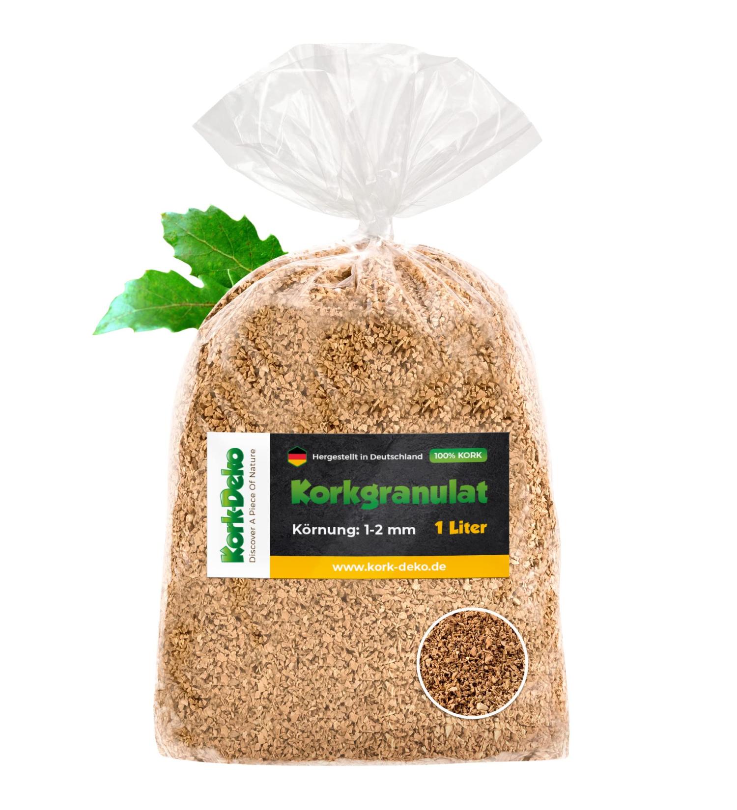 High-Quality 1 Liter Fine Cork Granulate (1-2 mm) for Terrariums Reptile Substrate and Model Building Decoration - Buy Online on SooperMarket.com