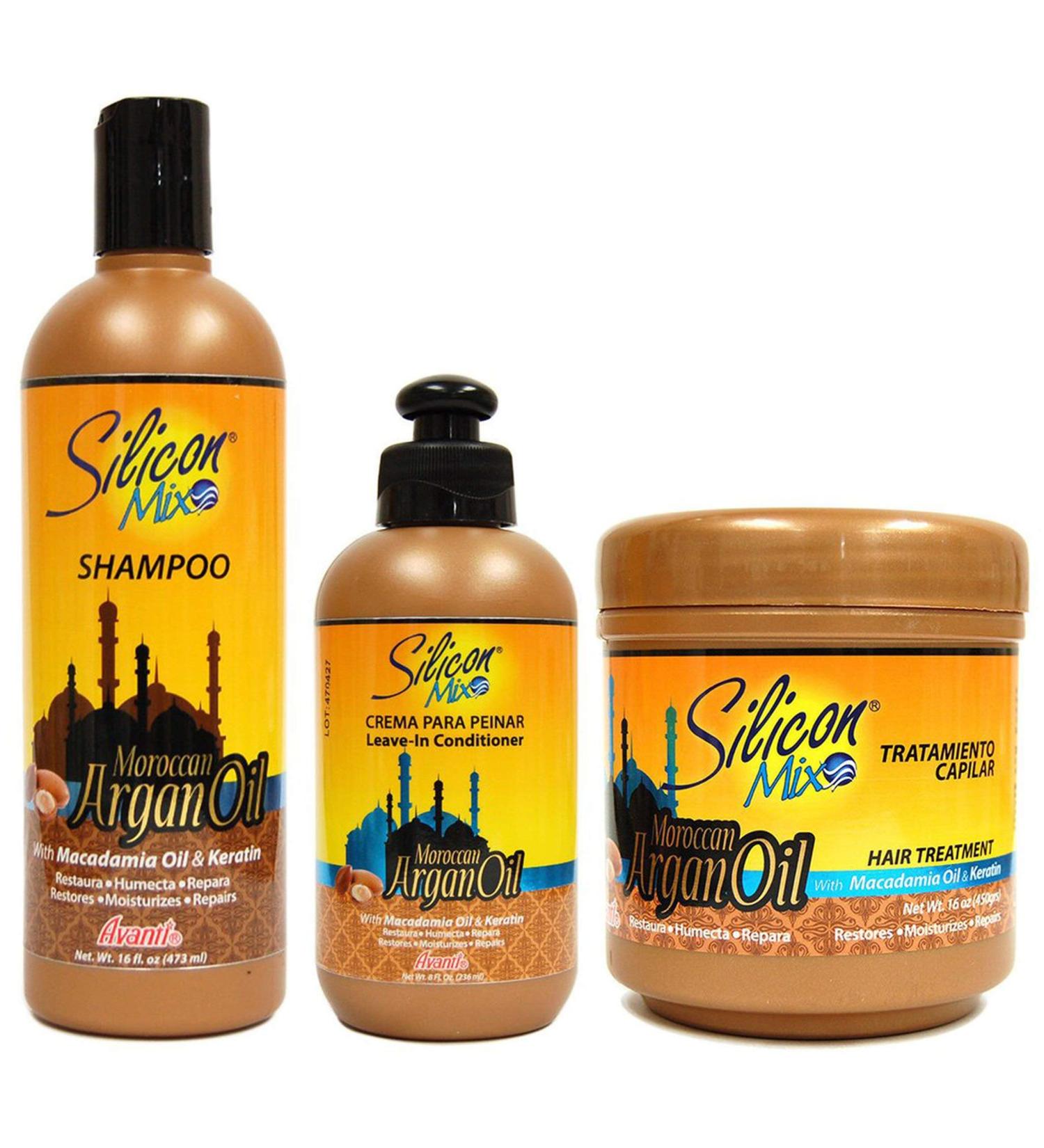 Silicon Mix Moroccan Argan Oil 3 in 1 Set - Premium Hair Care for Healthy Shiny Hair | International Shipping Available - Buy Online on SooperMarket.com