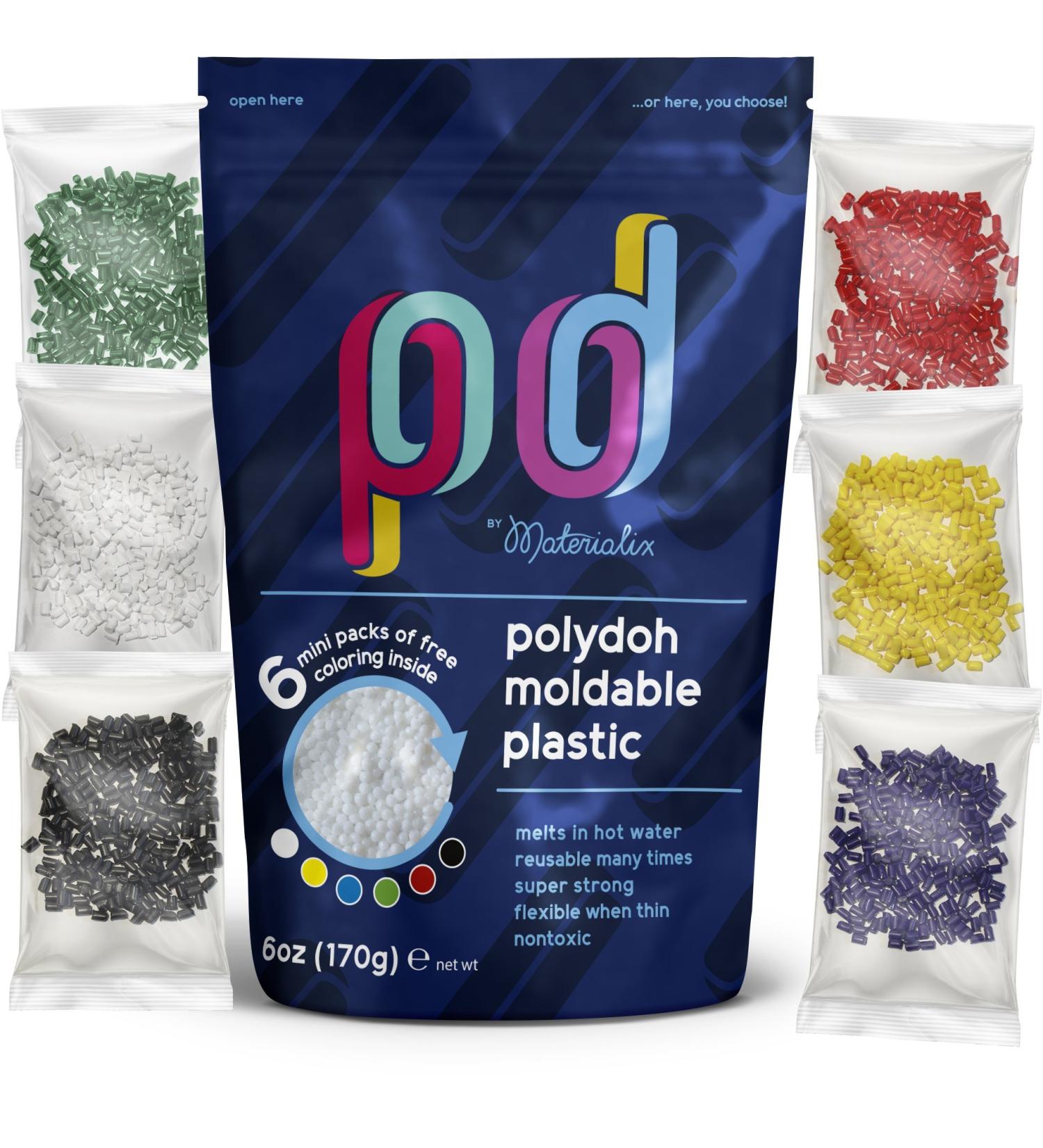 Polydoh Moldable Plastic + Coloring Granules - 6oz | Durable & Meltable Hand Moldable Plastic for DIY Crafts, Cosplay, Repairs & Prototyping - Buy Online on SooperMarket.com