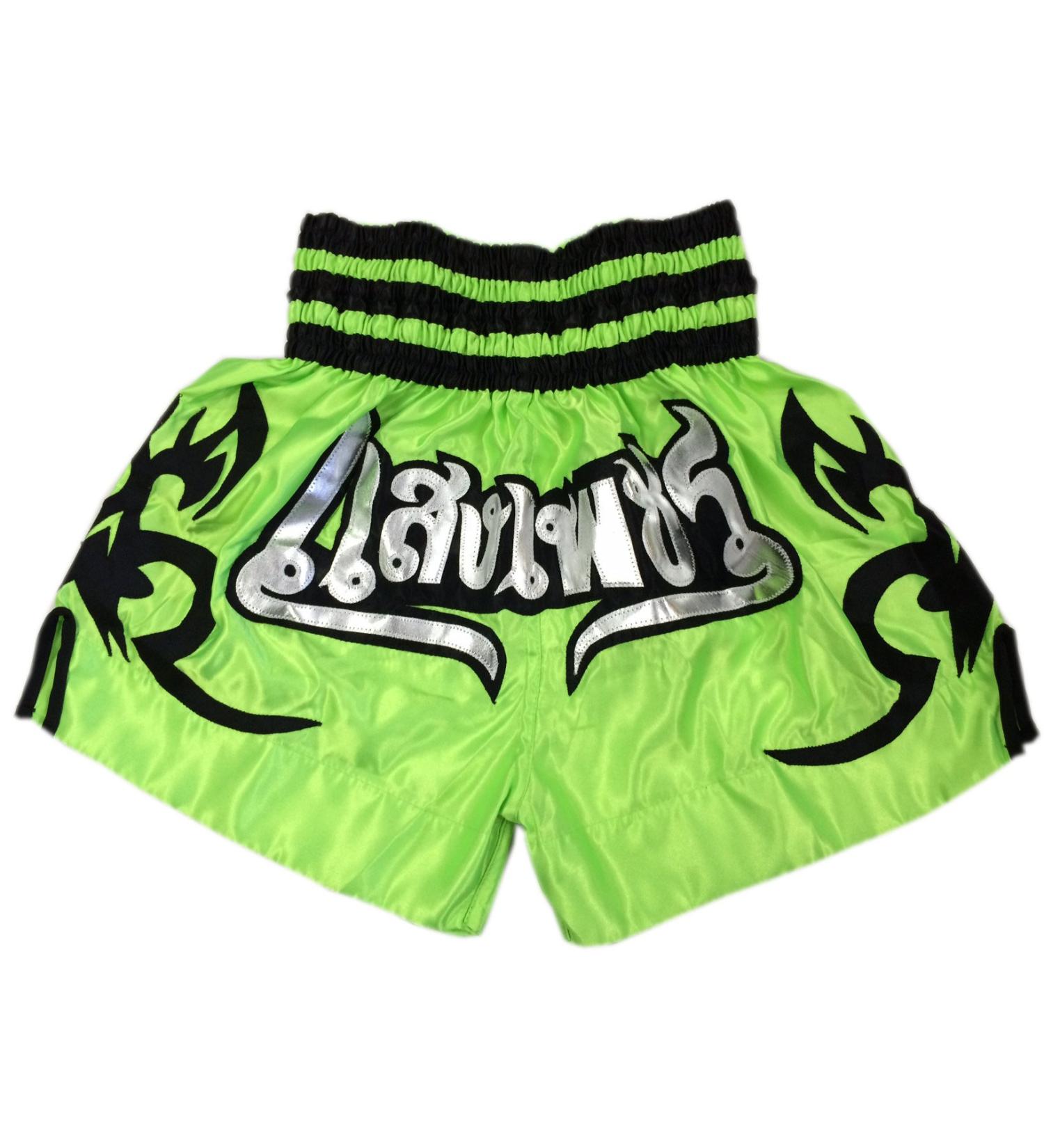 Woldorf USA Boxing Muay Thai Shorts - Satin Green/Silver Letters (Large) - Buy Online on SooperMarket.com
