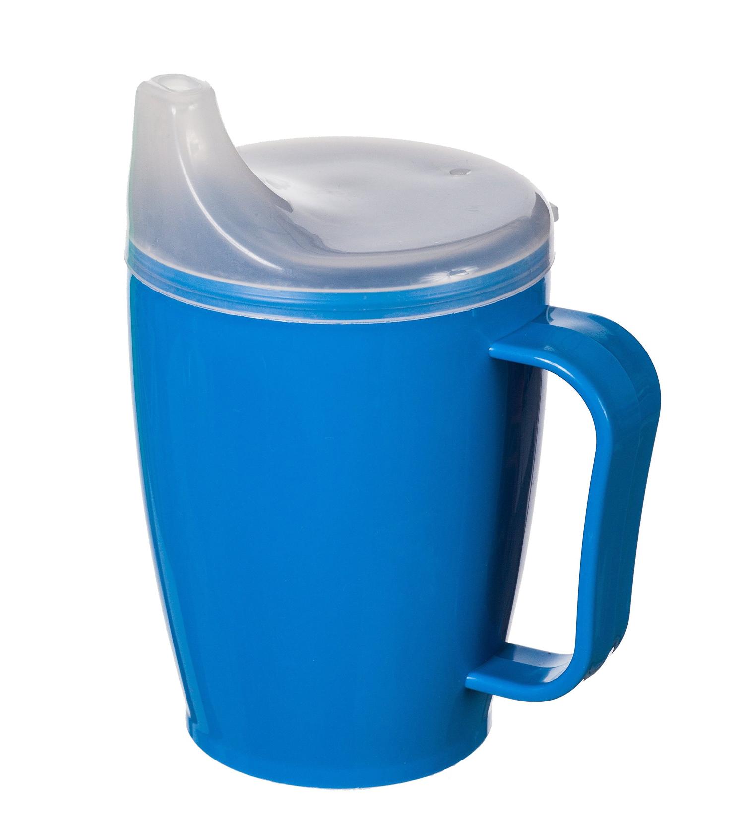 Dr. Junghans Medical 29058 Polypropylene (PP) oral cup with handle blue - 2 lids 4/12 mm