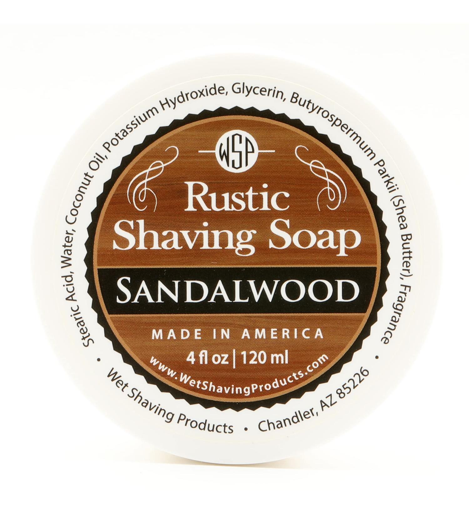 WSP Rustic Shaving Soap (Sandalwood) Artisan Made in America Using Vegan Natural Ingredients