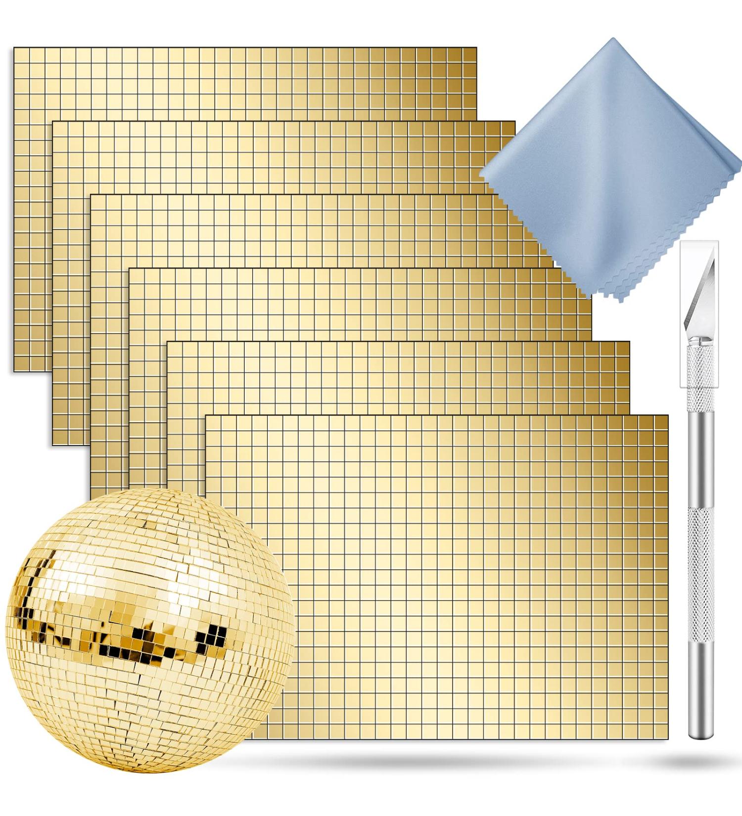 3600 Self-Adhesive Mirrors Mosaic Tiles Sticker for Crafts - Gold Square Glass Tiles Decoration - Buy Online on SooperMarket.com