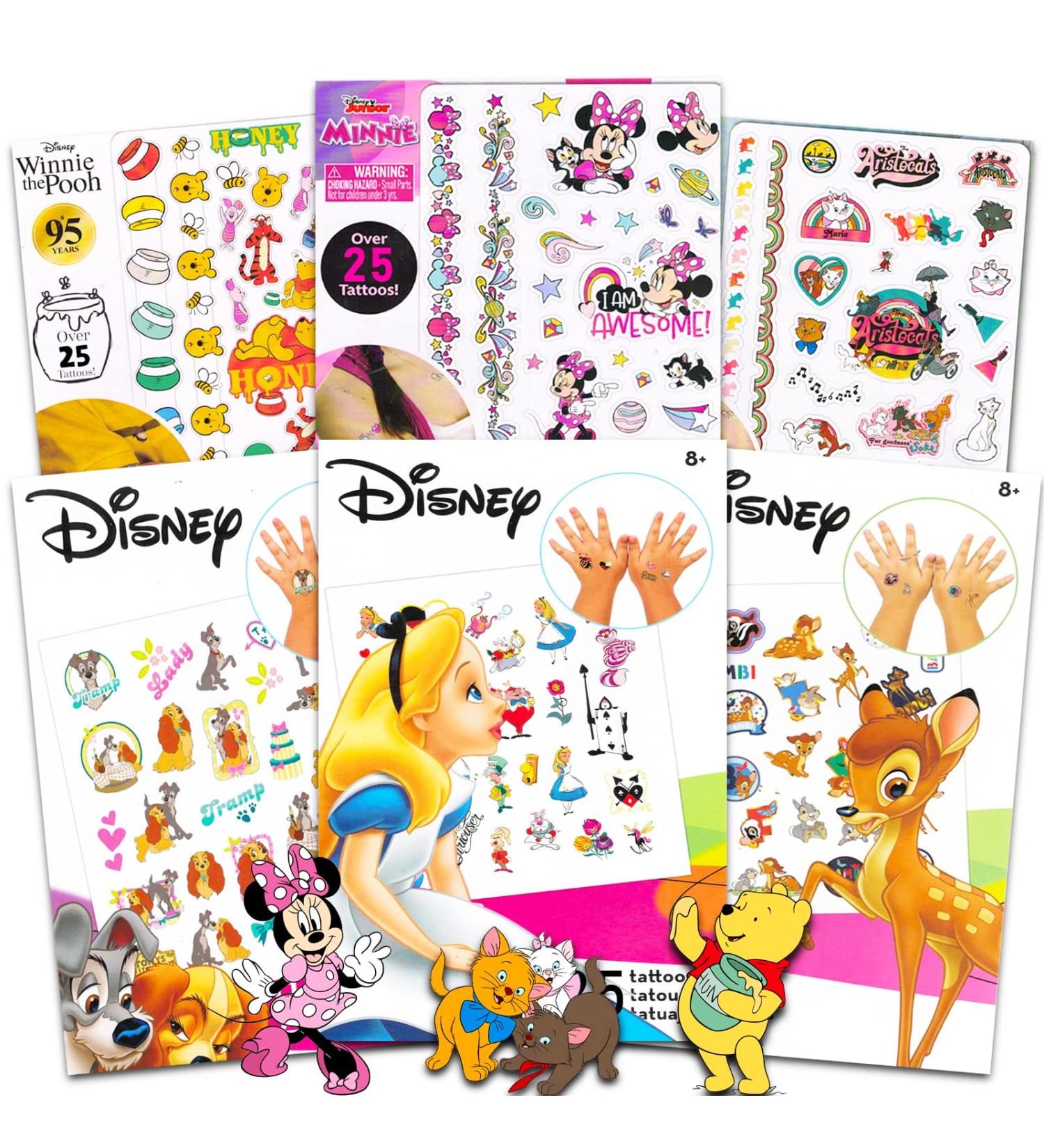 Disney Classics Girls Temporary Tattoos Bundle - 150+ Tattoos for Girls Party Favors | Minnie Mouse, Aristocats, Alice in Wonderland & More! - Buy Online on SooperMarket.com