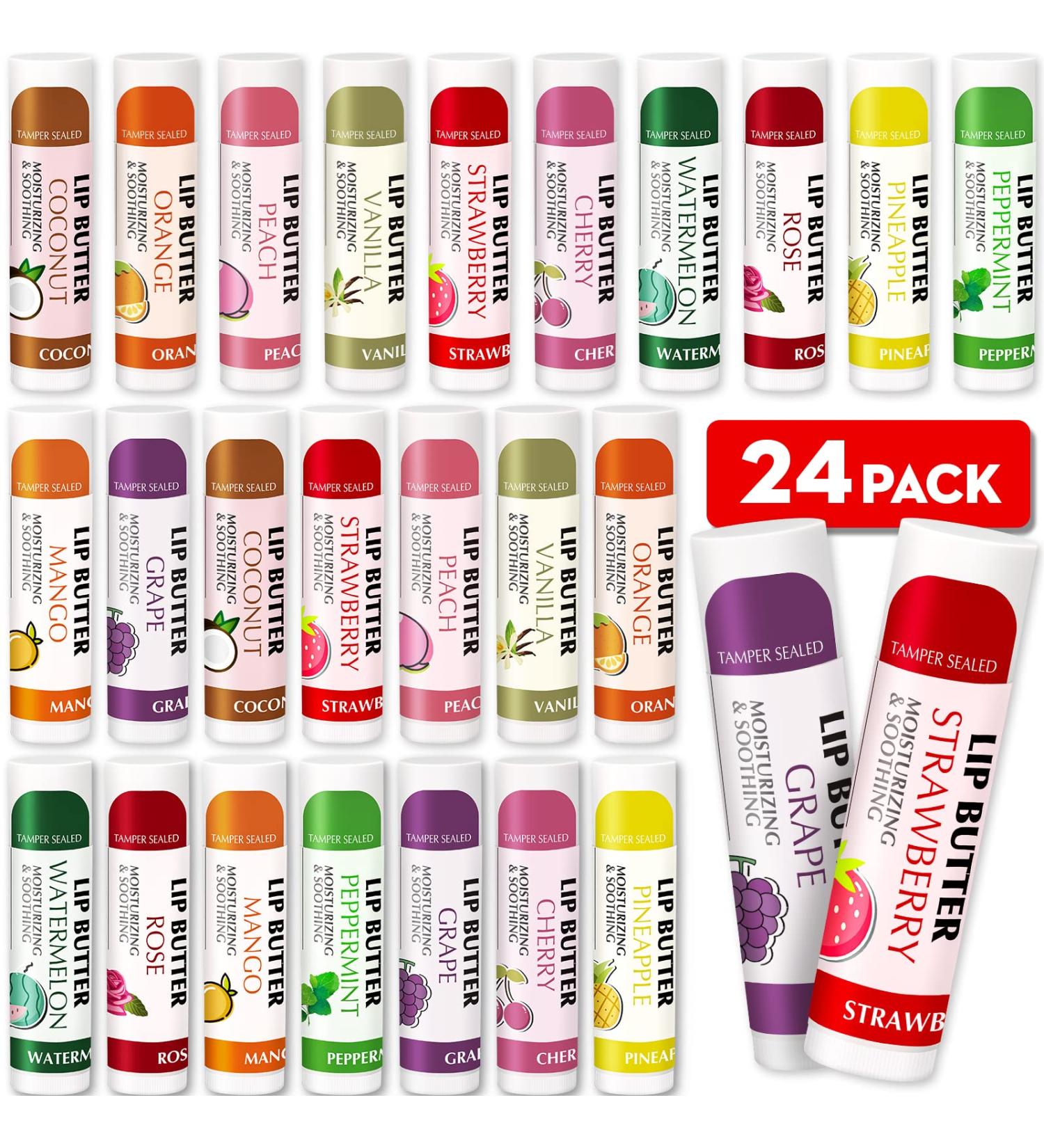 24 Pack Natural Lip Balm - Bulk Moisturizing Lip Care for Dry, Cracked Lips - Buy Online on SooperMarket.com