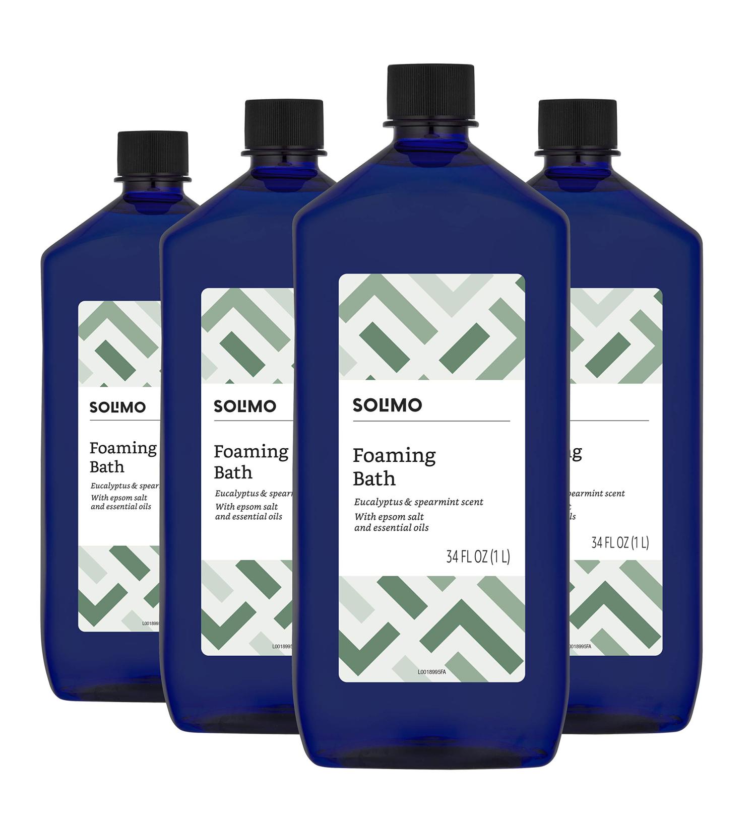 Solimo Eucalyptus & Spearmint Scented Foaming Bath 34oz - Pack of 4 | Essential Oils Infused | Amazon Brand - Buy Online on SooperMarket.com