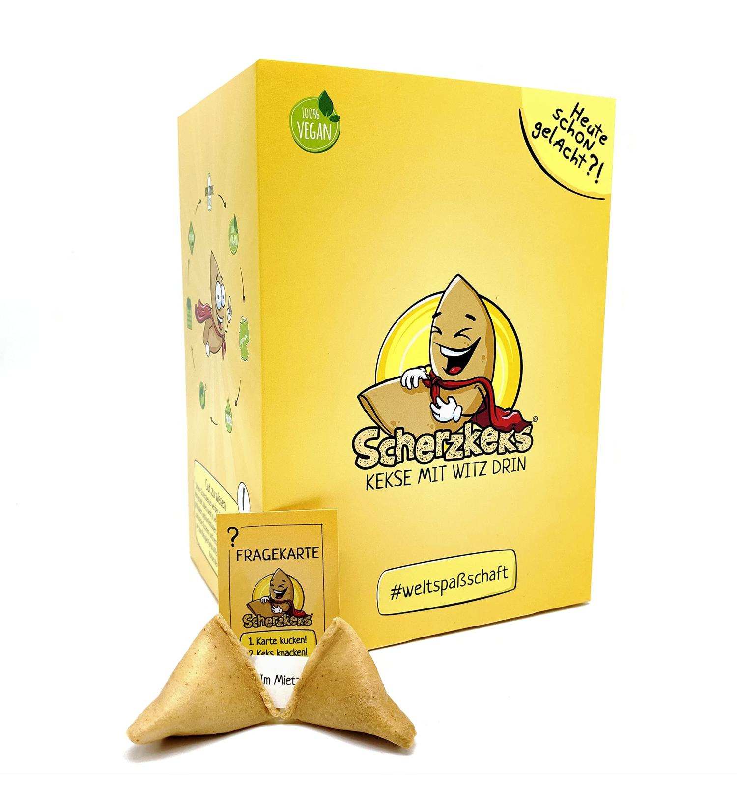 Scherzkeks 20er Box - Fun Cookie Gift with Jokes | 20 German Lucky Biscuits for Birthdays JGA Christmas New Year's Eve & Family Celebrations - Buy Online on SooperMarket.com