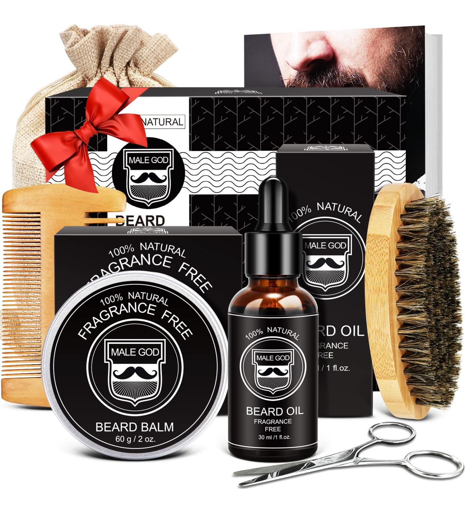 Beard Kit for Men - Beard Care Set with Oil, Balm, Brush, Comb, Scissors & Ebook - Perfect Anniversary Gift for Him - Buy Online on SooperMarket.com