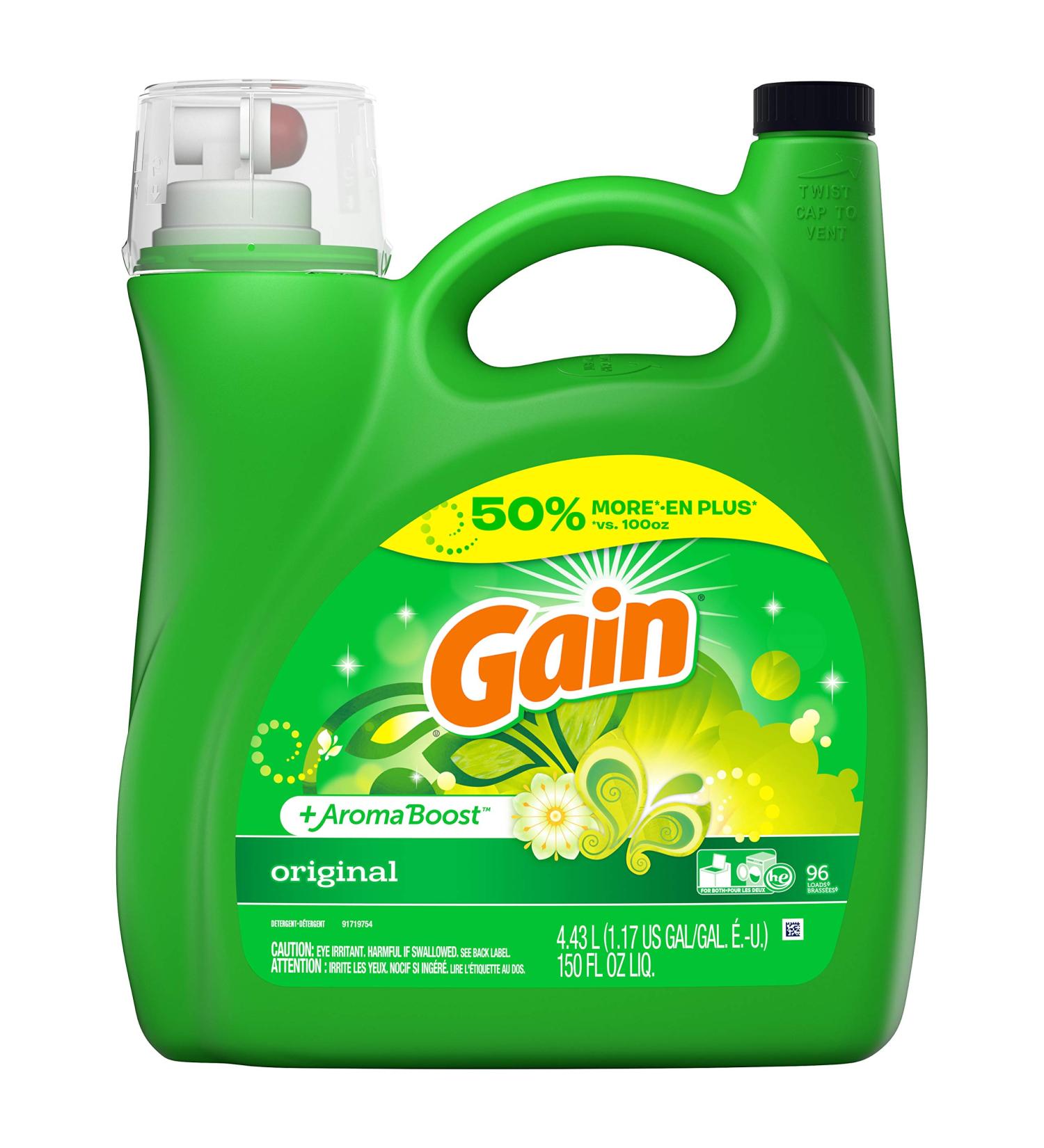 Gain Aroma Boost Liquid Laundry Detergent - Original Scent 96 Loads HE Compatible 138 fl oz | International Shipping Available - Buy Online on SooperMarket.com