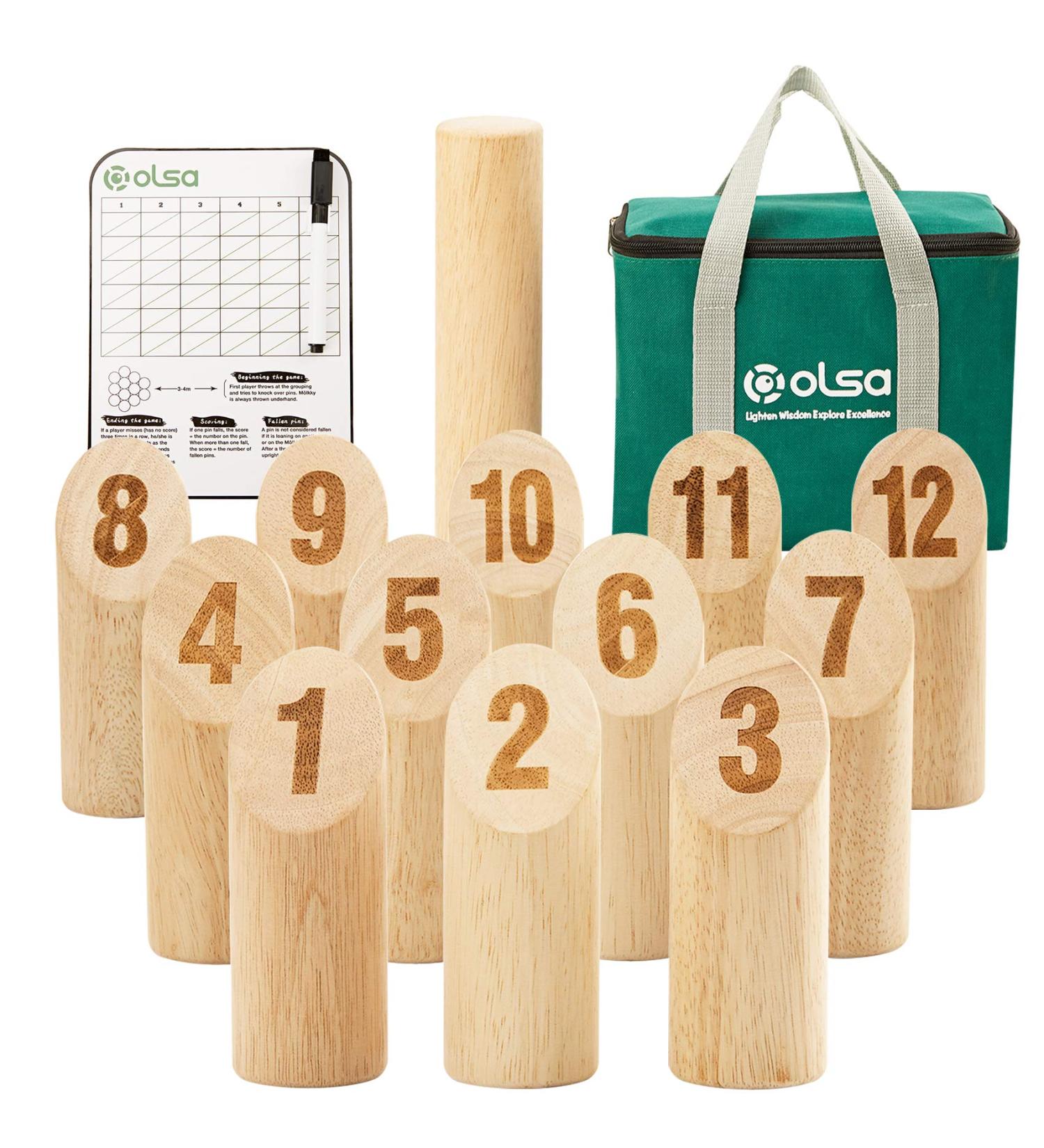 OLSA Wooden Throwing Game Set | Numbered Block Tossing Game with Scoreboard & Carry Bag | Outdoor Backyard Lawn Game for Kids and Adults - Buy Online on SooperMarket.com