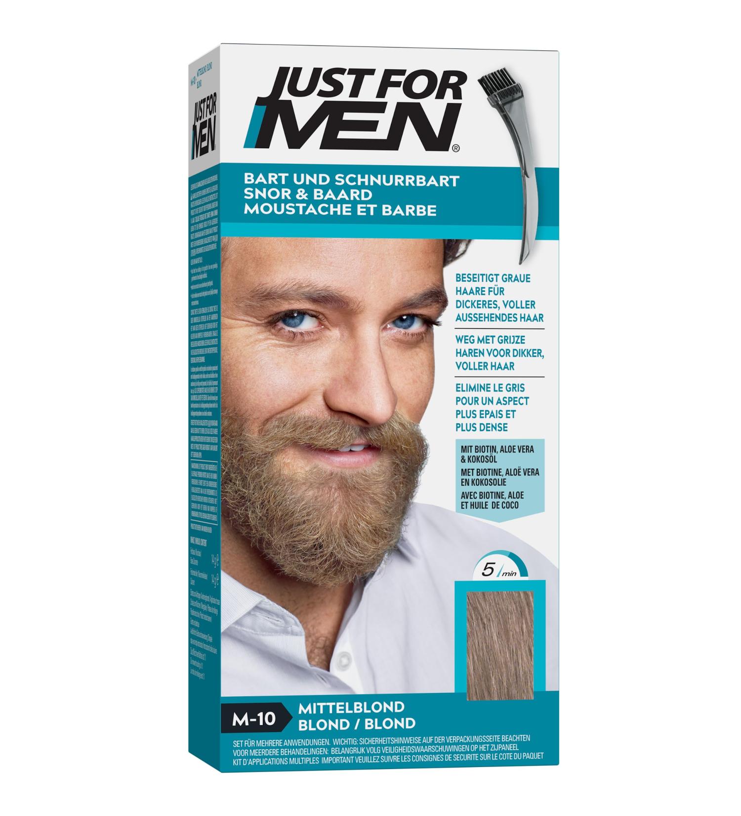 Just for Men Moustache and Beard Medium Blonde Colour Eliminates Grey for a Thicker and Fuller Look M10 M10 - medium blonde - Buy Online on SooperMarket.com