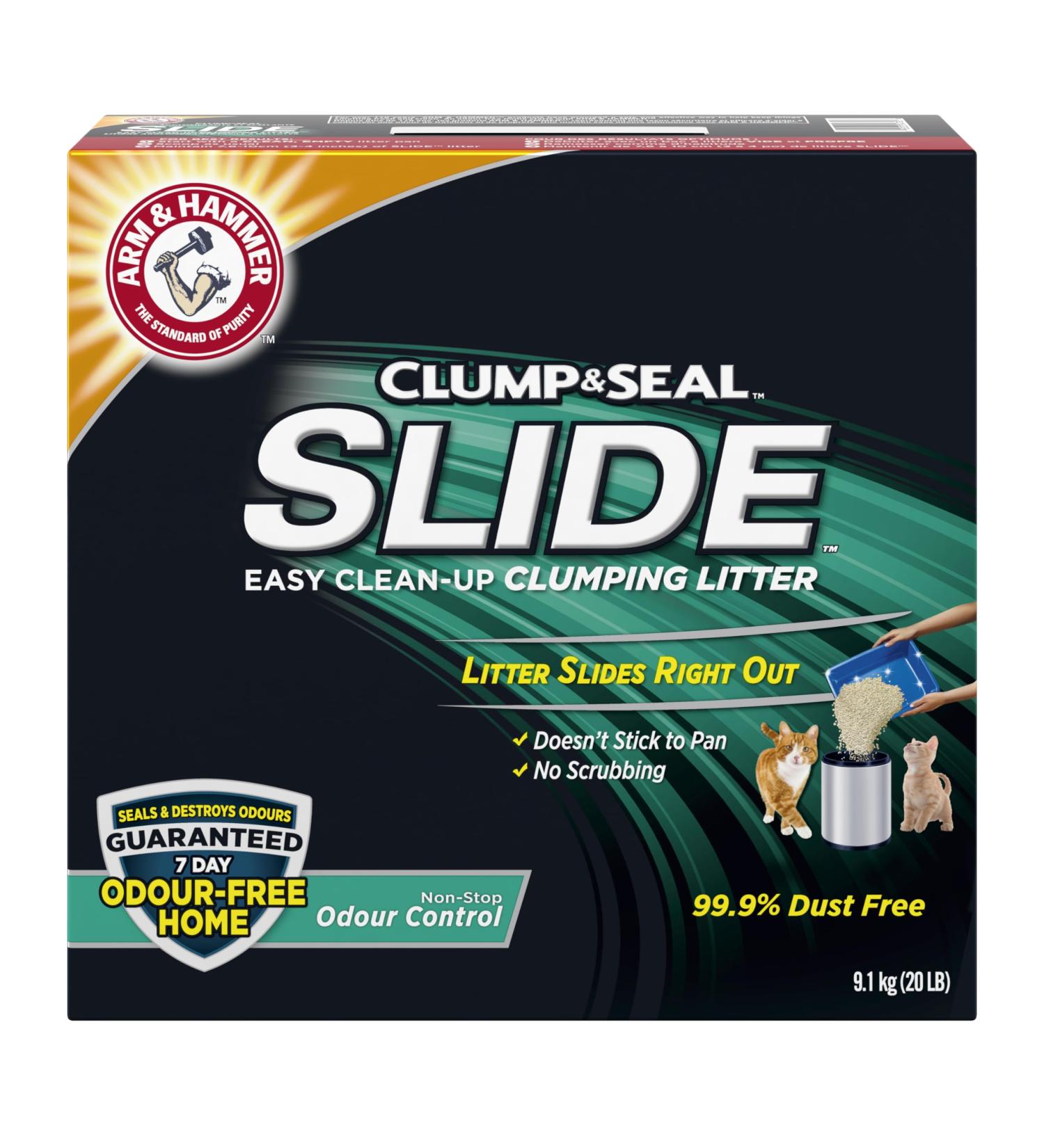 ARM & HAMMER Cat Litter Clump & Seal Slide Non-Stop Odour Control Dust Free Clumping Clay Litter 9.1kg (Pack of 1) Non Stop Odour Control 9.1kg - Buy Online on SooperMarket.com