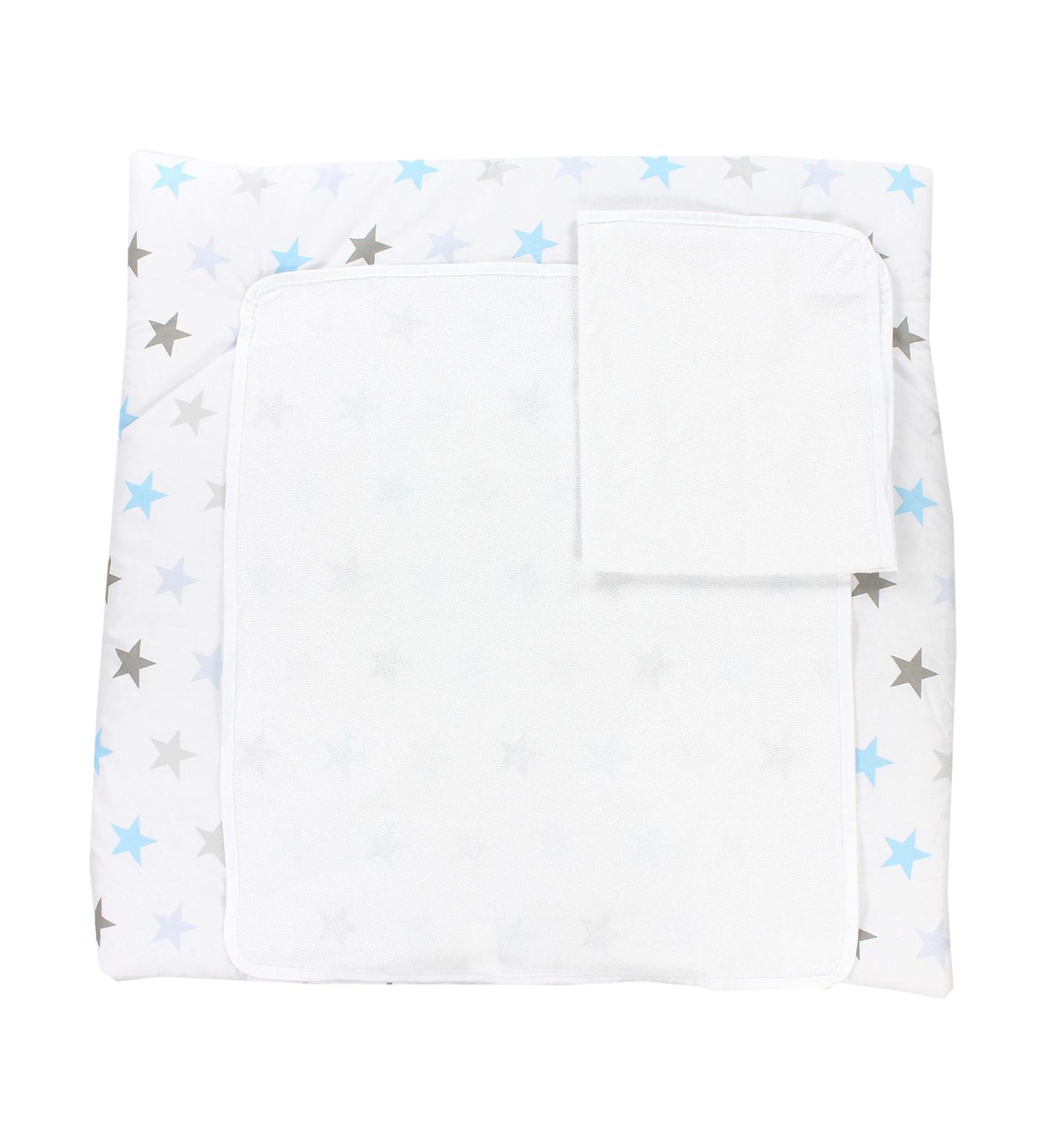 TupTam Baby Changing Mat with 2 Terry Cloth Covers - Stars Blue Gray 70 x 50 cm | International Shipping Available - Buy Online on SooperMarket.com