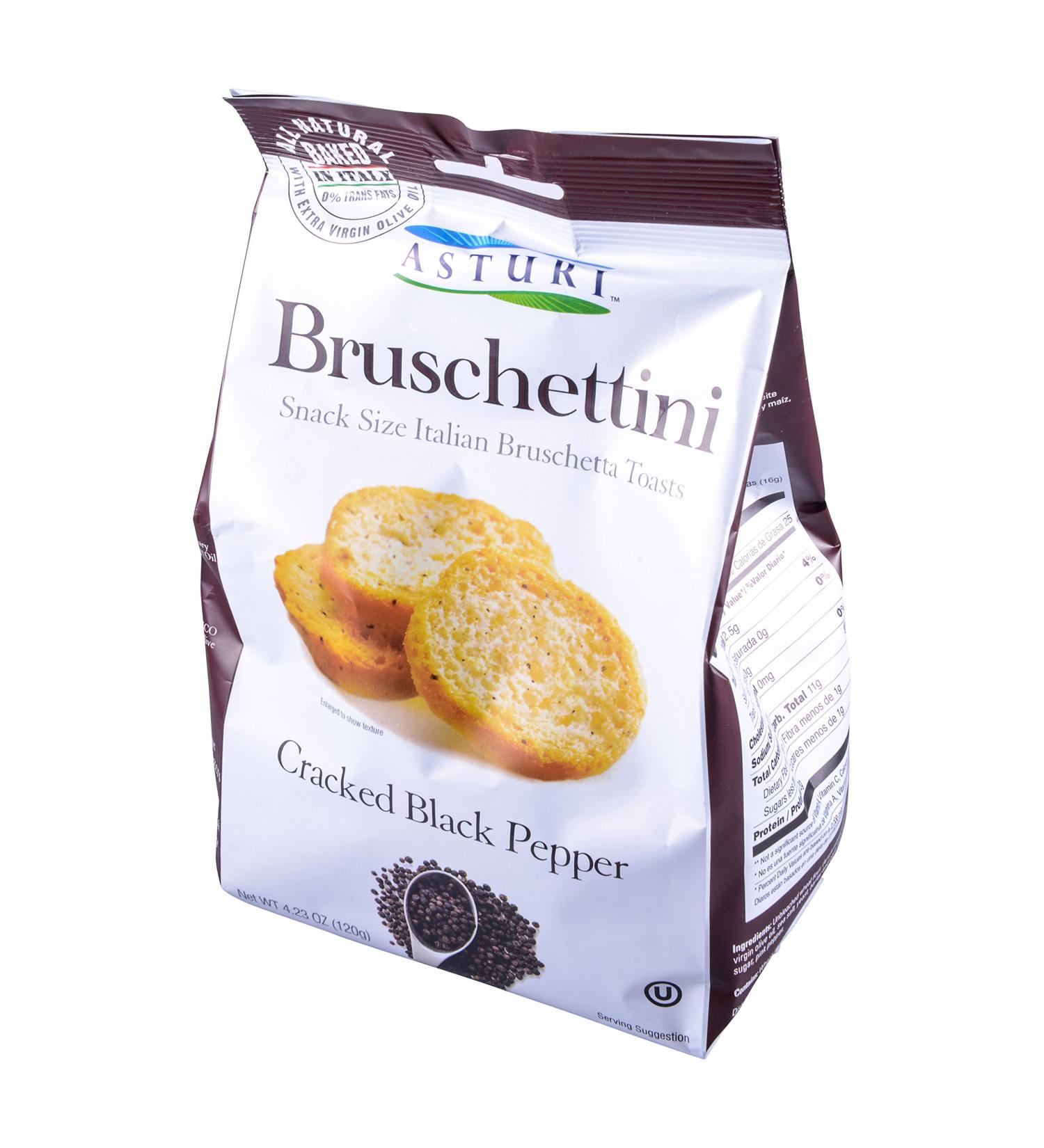 Buy Asturi Bruschettini with Cracked Black Pepper - 4.23 oz | Premium International Snack - Buy Online on SooperMarket.com