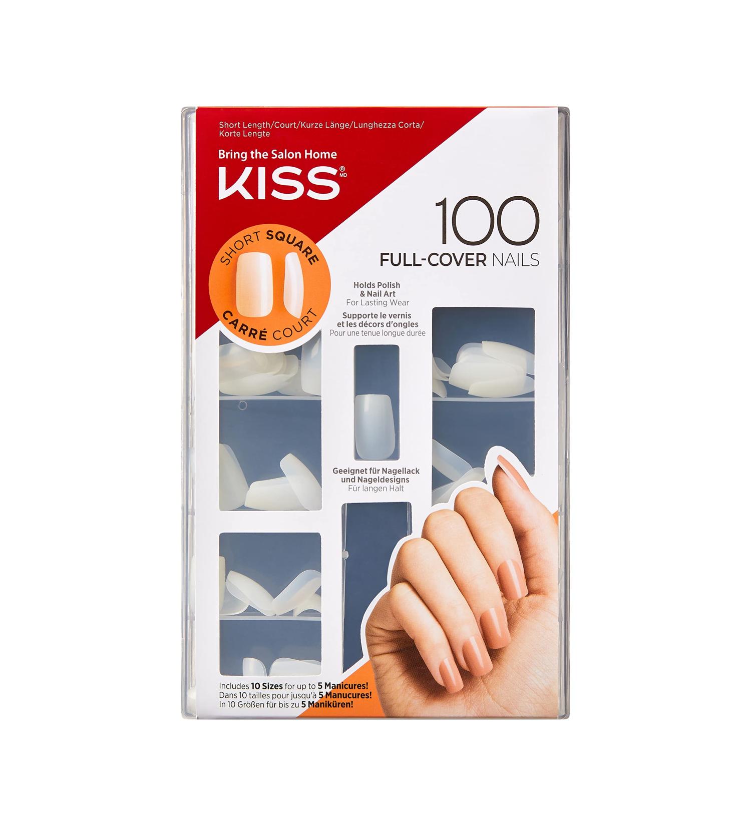 KISS 100 Full Cover Nails Kit Short Square | Short Length Nails Set - Buy Online on SooperMarket.com