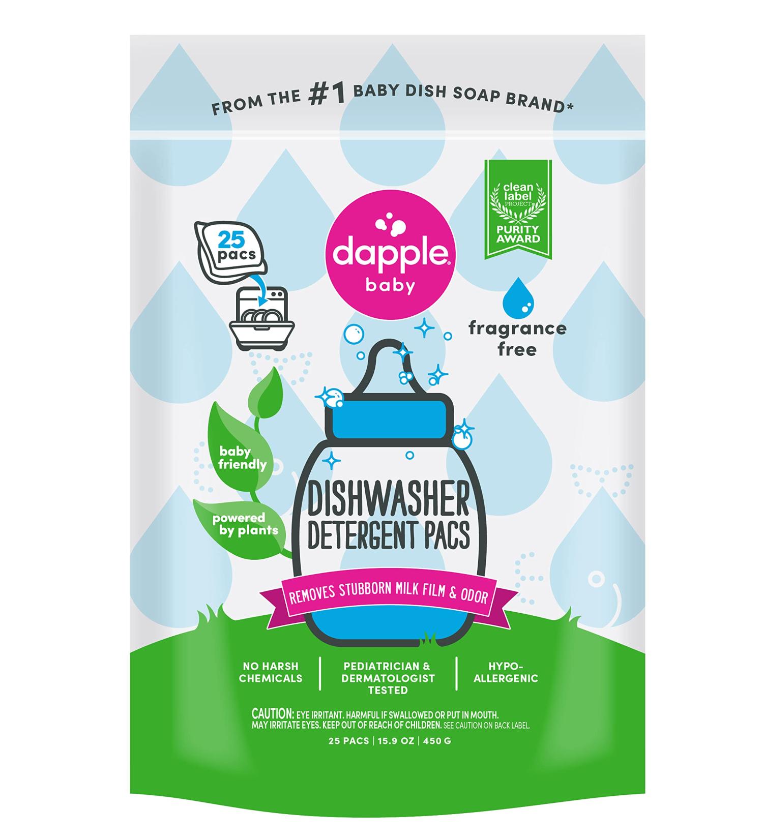 APPLE Baby Dishwasher Pacs - Fragrance Free, Plant Based, Hypoallergenic (25 Count) - Buy Online on SooperMarket.com
