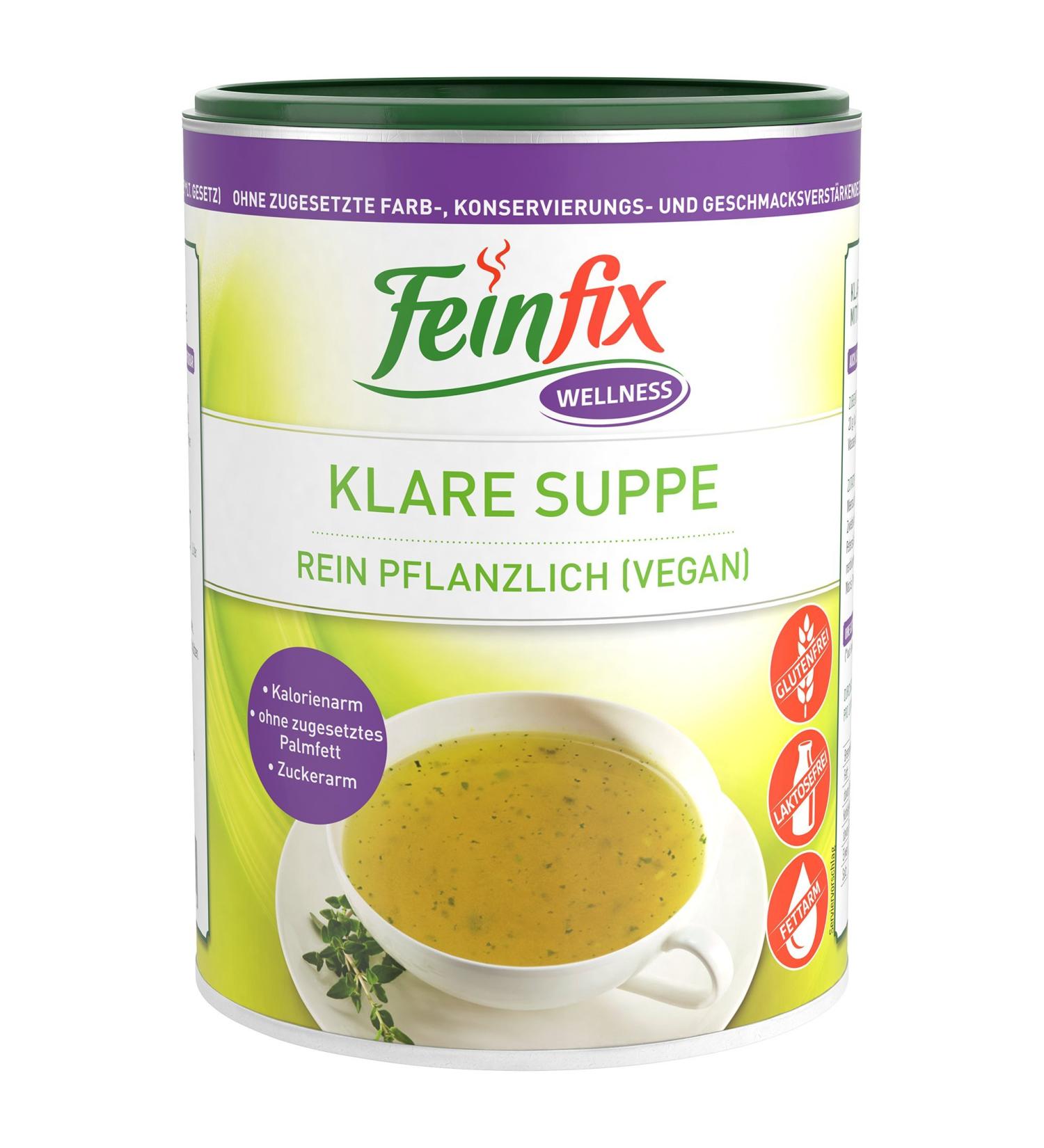 Feinfix Wellness Clear Soup 540g | Vegan Low-Calorie Soup Powder | No Additives or Dyes | 27 Liters of Delicious Vegetable Broth - Buy Online on SooperMarket.com
