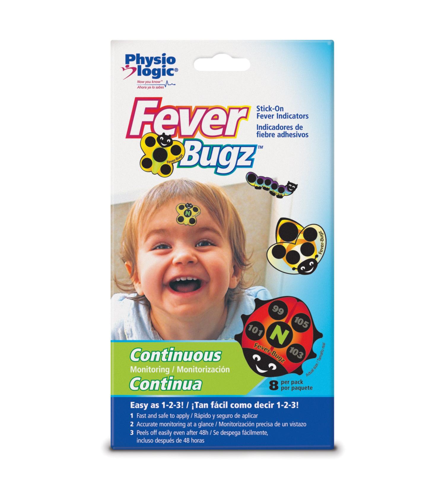 Physio Logic Fever-Bugz Stick-On Fever Indicator - Safe, Accurate & Continuous 48-Hour Temperature Monitoring - Buy Online on SooperMarket.com