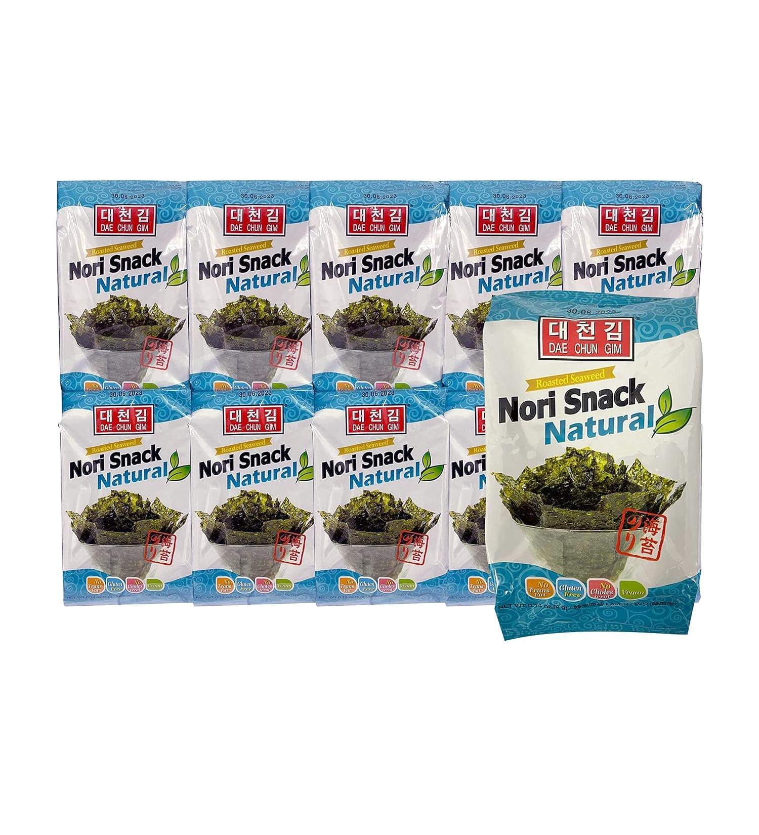 Daechun Roasted Natural Seaweed Nori Snack - 5g x 20pcs - Authentic Korean Snack | International Shipping Available - Buy Online on SooperMarket.com