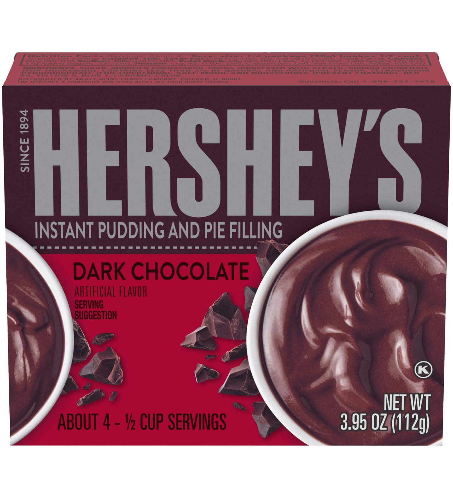Hershey's Instant Dark Chocolate Pudding & Pie Filling - 3.95 oz Boxes (Pack of 24) - Buy Online on SooperMarket.com