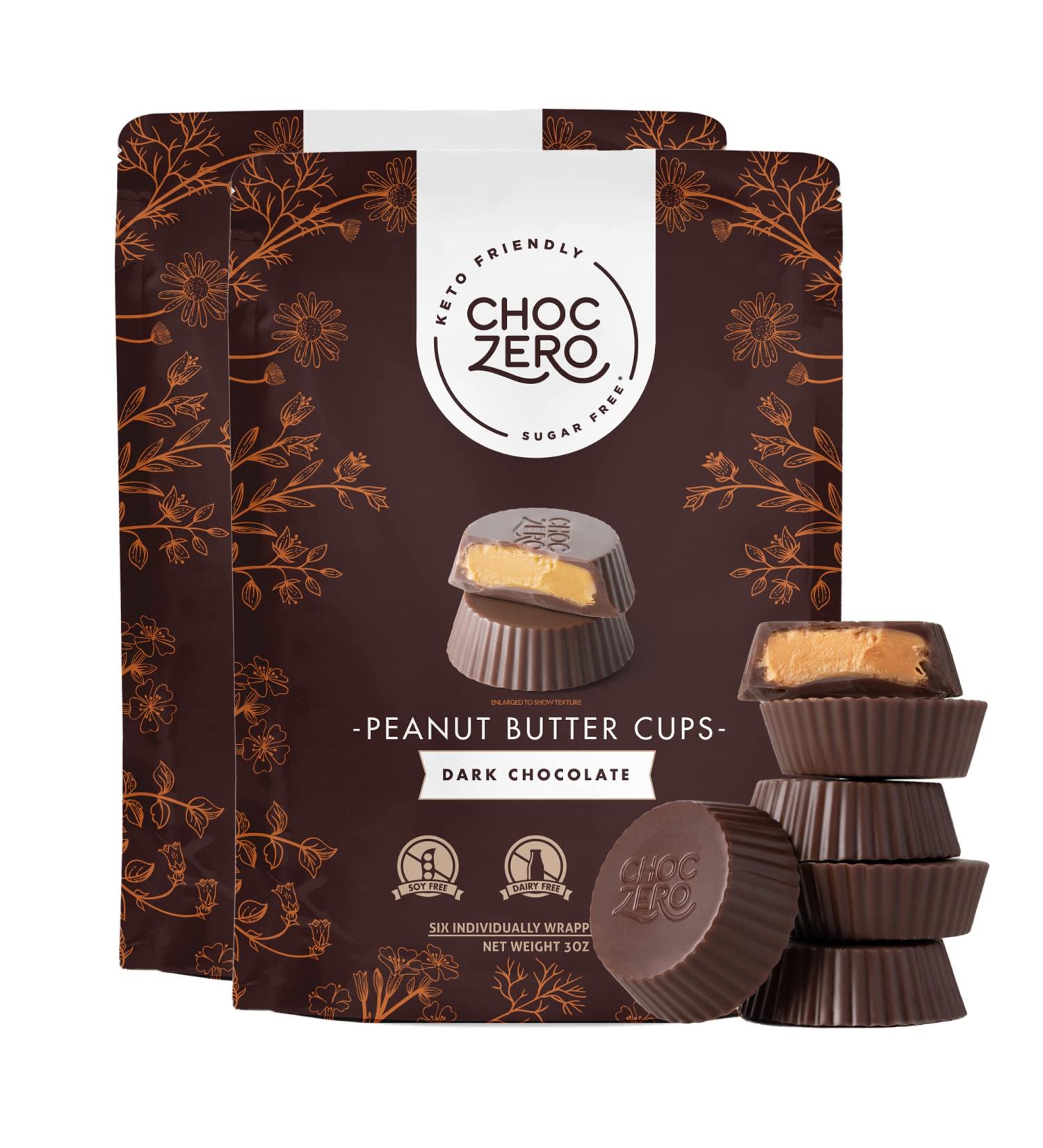ChocZero Sugar Free Dark Chocolate Peanut Butter Cups - Keto Friendly 2 Pack (2 Bags) - Buy Online on SooperMarket.com