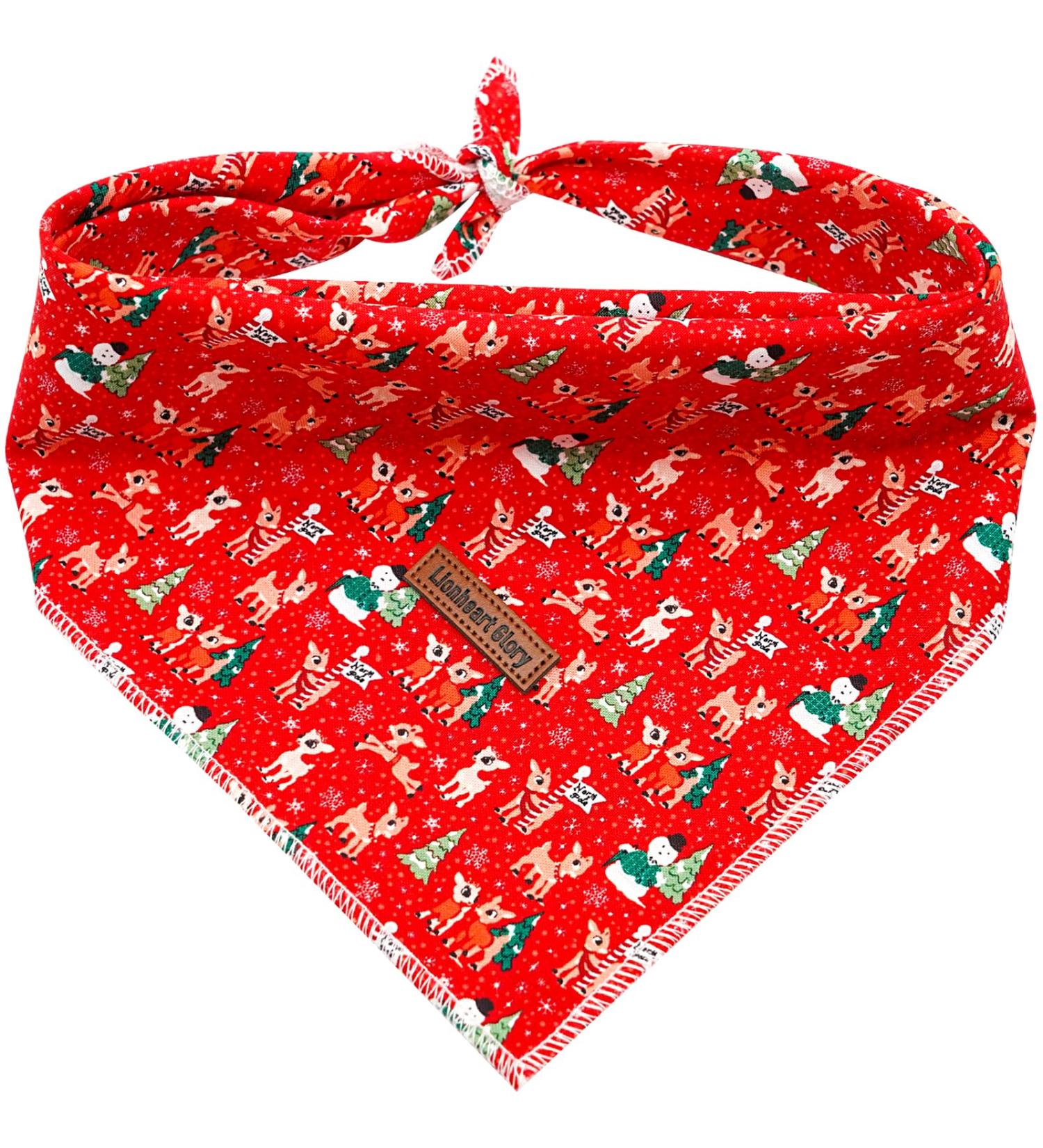 Lionheart Glory Dog Haller Washable Cotton Christmas Neckerchief | Adjustable Large Dog Kerchief | Red Holiday Neck Towel (1 Pack) - Buy Online on SooperMarket.com
