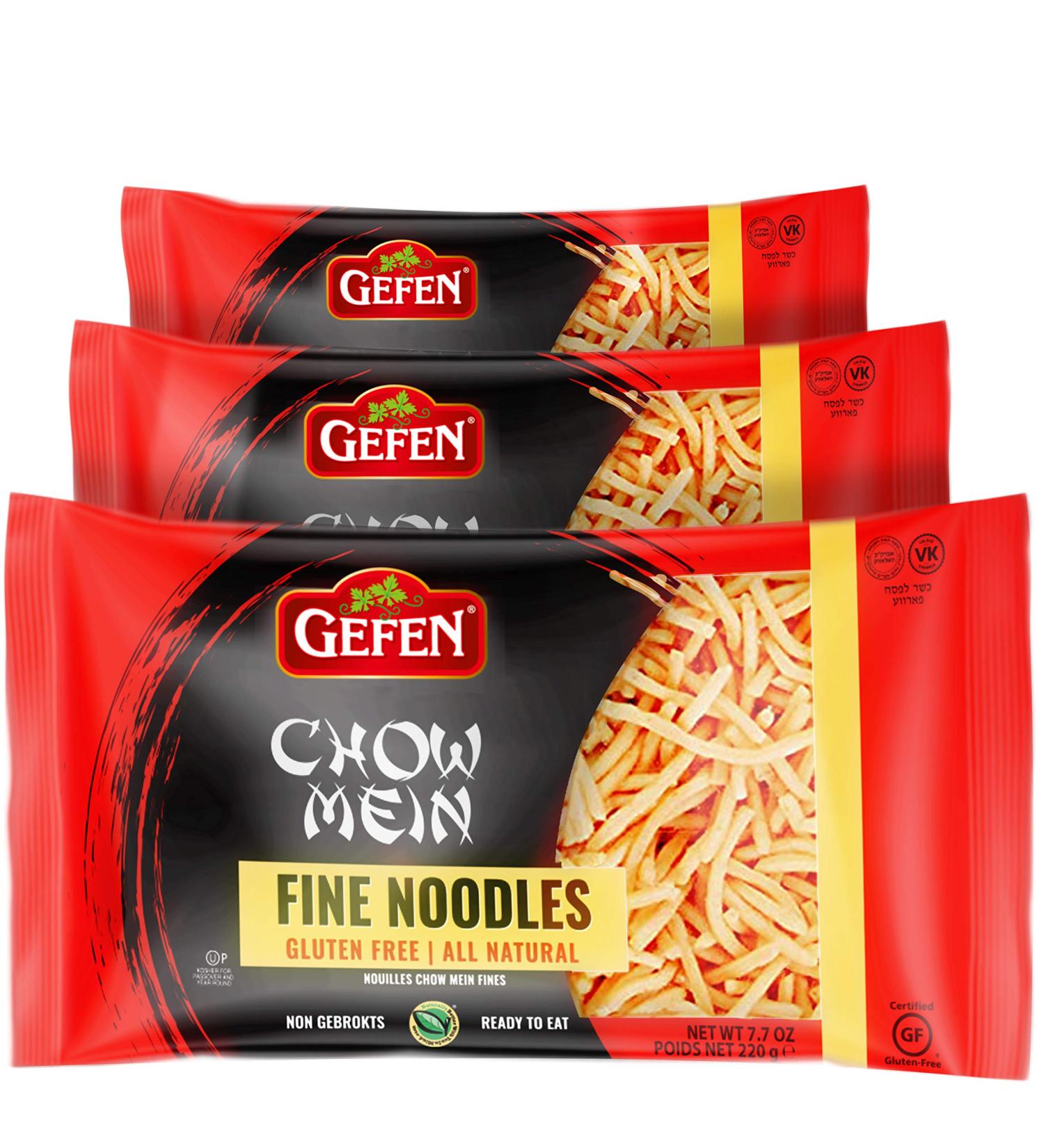 Gefen Gluten Free Chow Mein Fine Noodles 8oz (3 Pack) - All Natural Thin & Crisp - Buy Online on SooperMarket.com