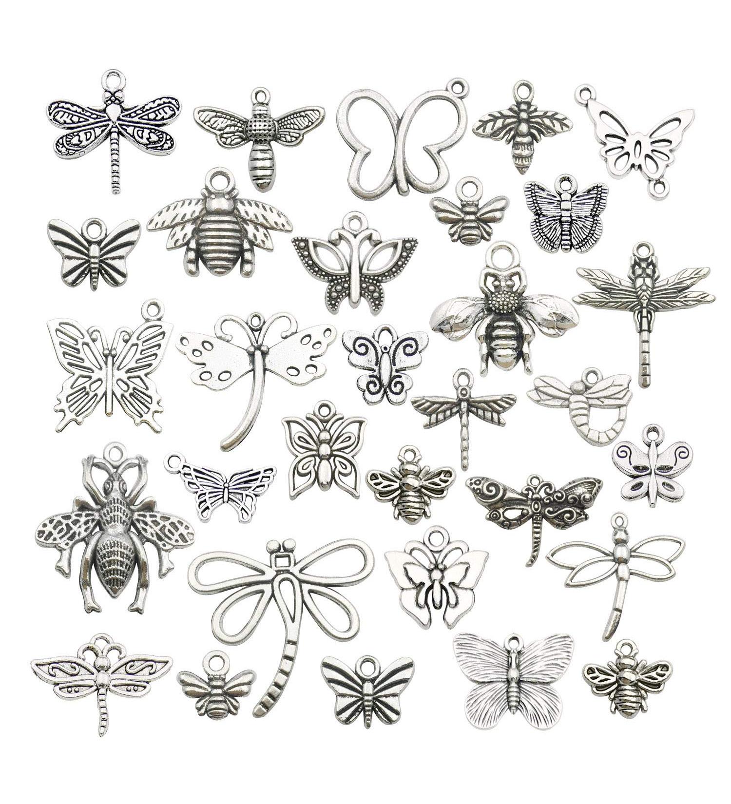 WOCRAFT 100g Mixed Butterfly Dragonfly Bee Insect Charms for Jewelry Making - DIY Necklace Bracelet Crafting Findings (M295) - Buy Online on SooperMarket.com
