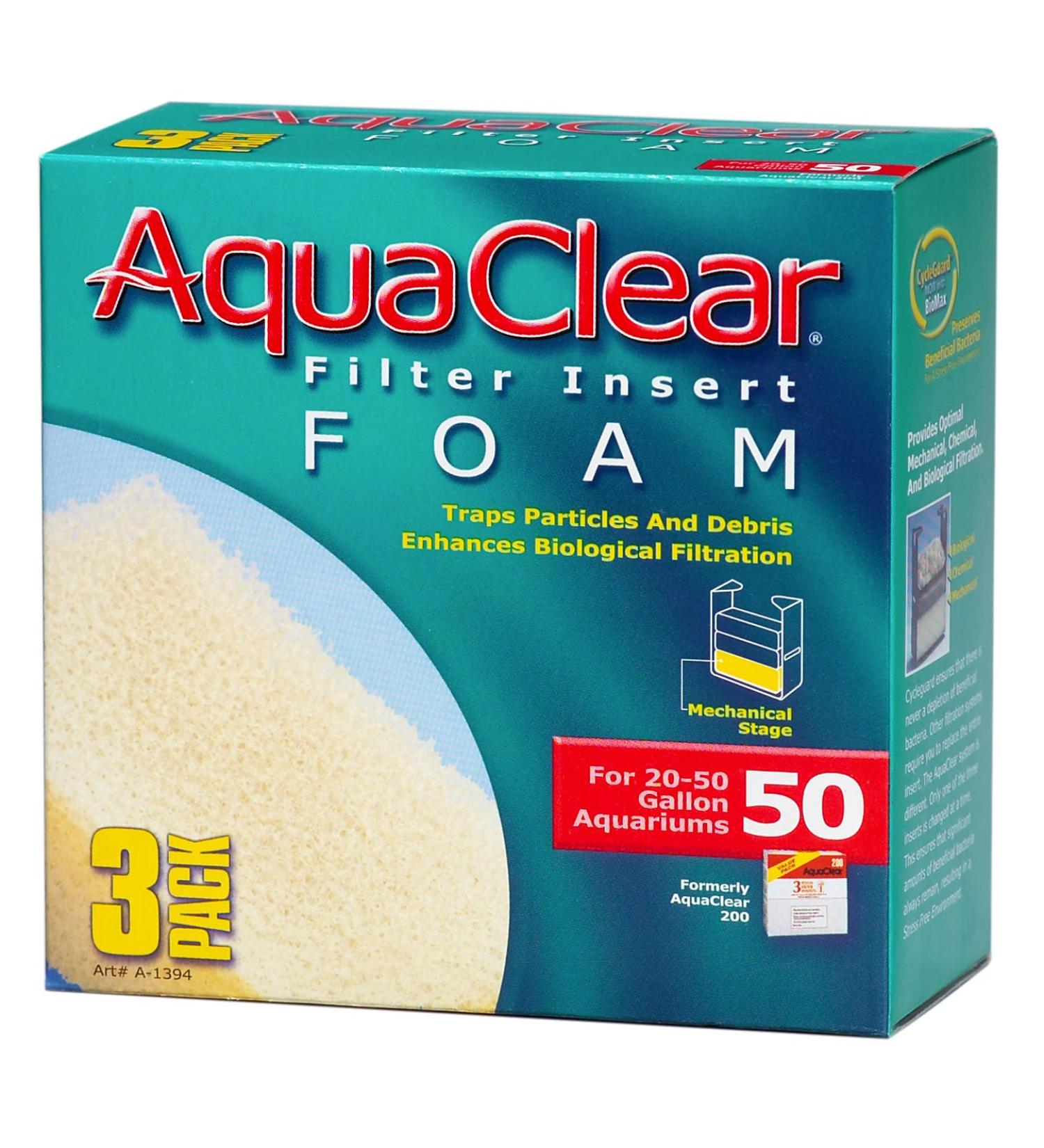 AquaClear 50 Foam Filter Inserts - 3-Pack Replacement Media - A1394 - Buy Online on SooperMarket.com