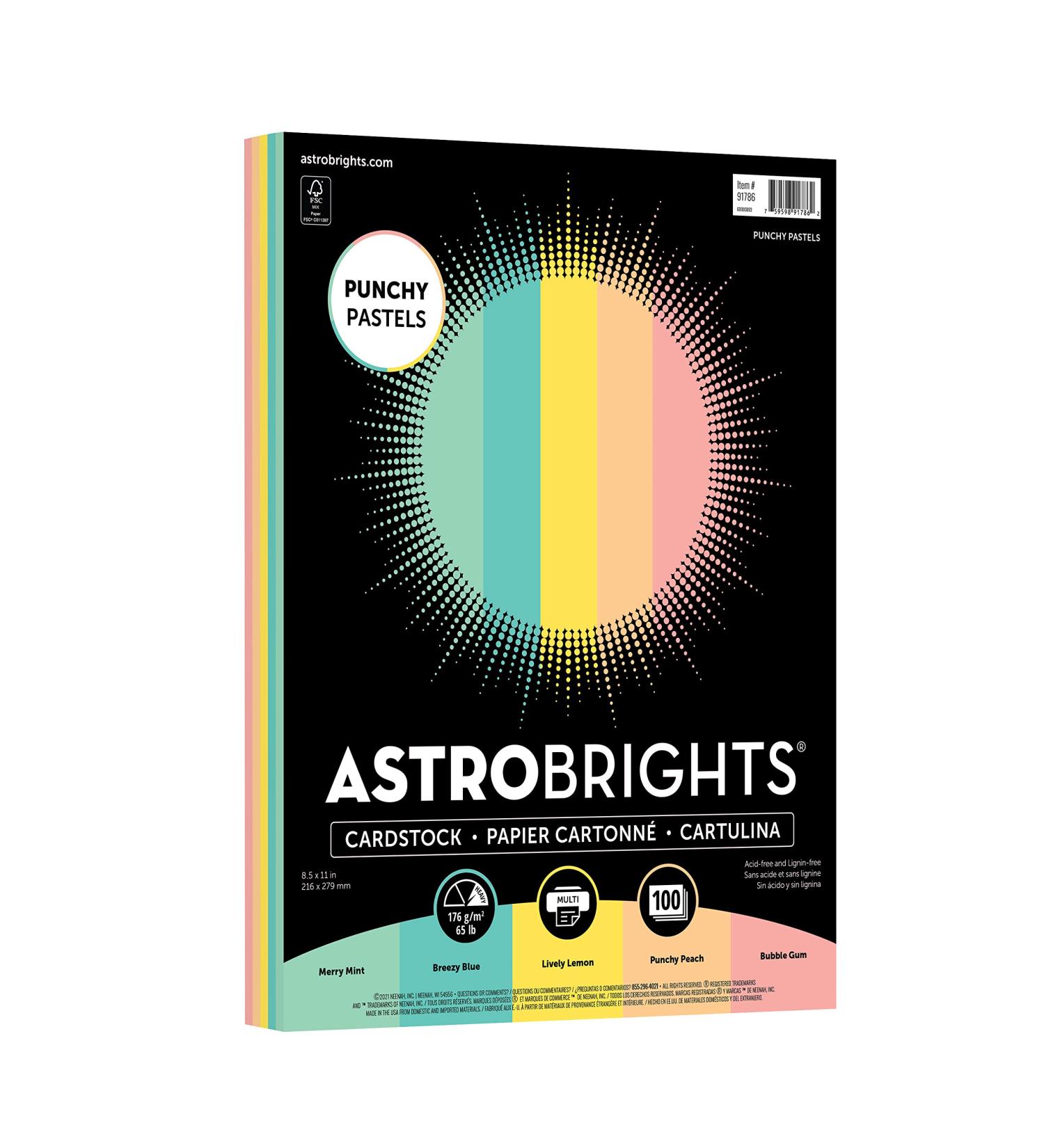 Astrobrights Punchy Pastel Assortment Cardstock  8.5 x 11  65 lb. 5-Color Assortment  100 Sheets (91786) - Buy Online on SooperMarket.com