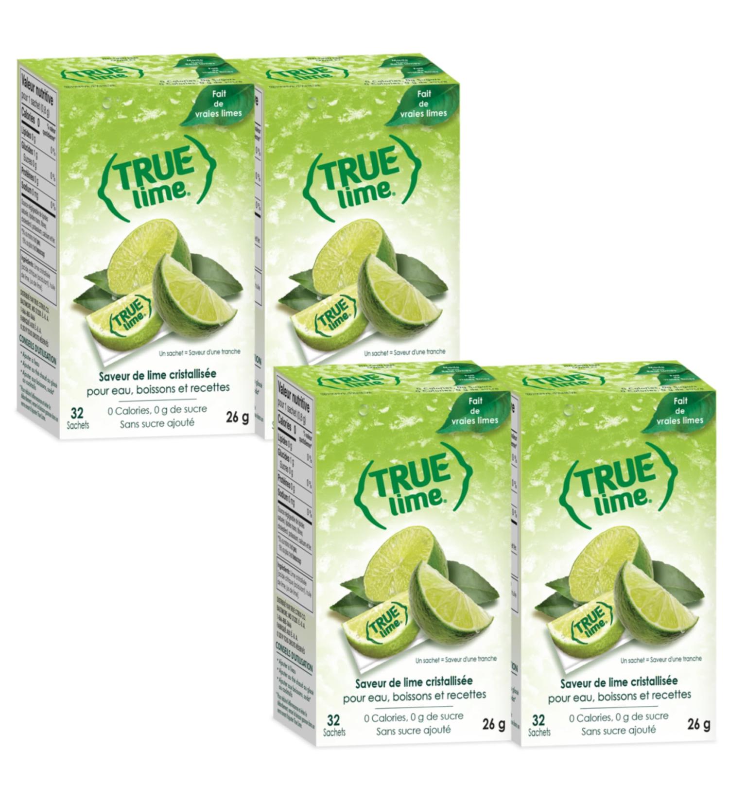 TRUE LIME Water Enhancer (128 Packets | 32 Packets each box x 4) | Zero Calorie Unsweetened Water Flavouring | For Water Bottled Water & Recipes | Water Flavor Packets Made with Real Citrus - 4 Pack - Buy Online on SooperMarket.com