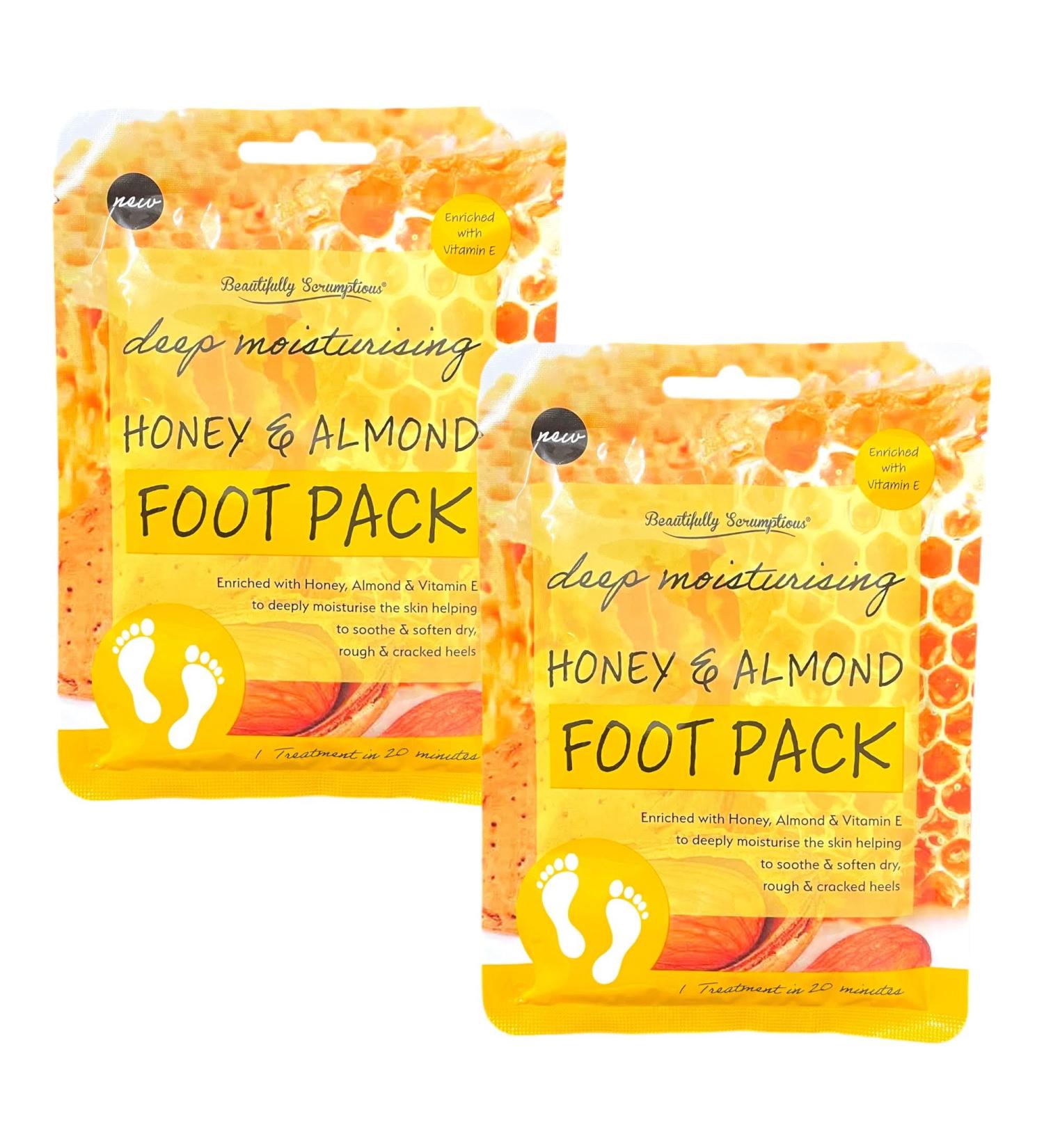 Honey & Almond Infused Moisturising Foot Pack Socks Enriched with Vitamin E - Helps Rough Cracked Heels - 2 Pack - Buy Online on SooperMarket.com