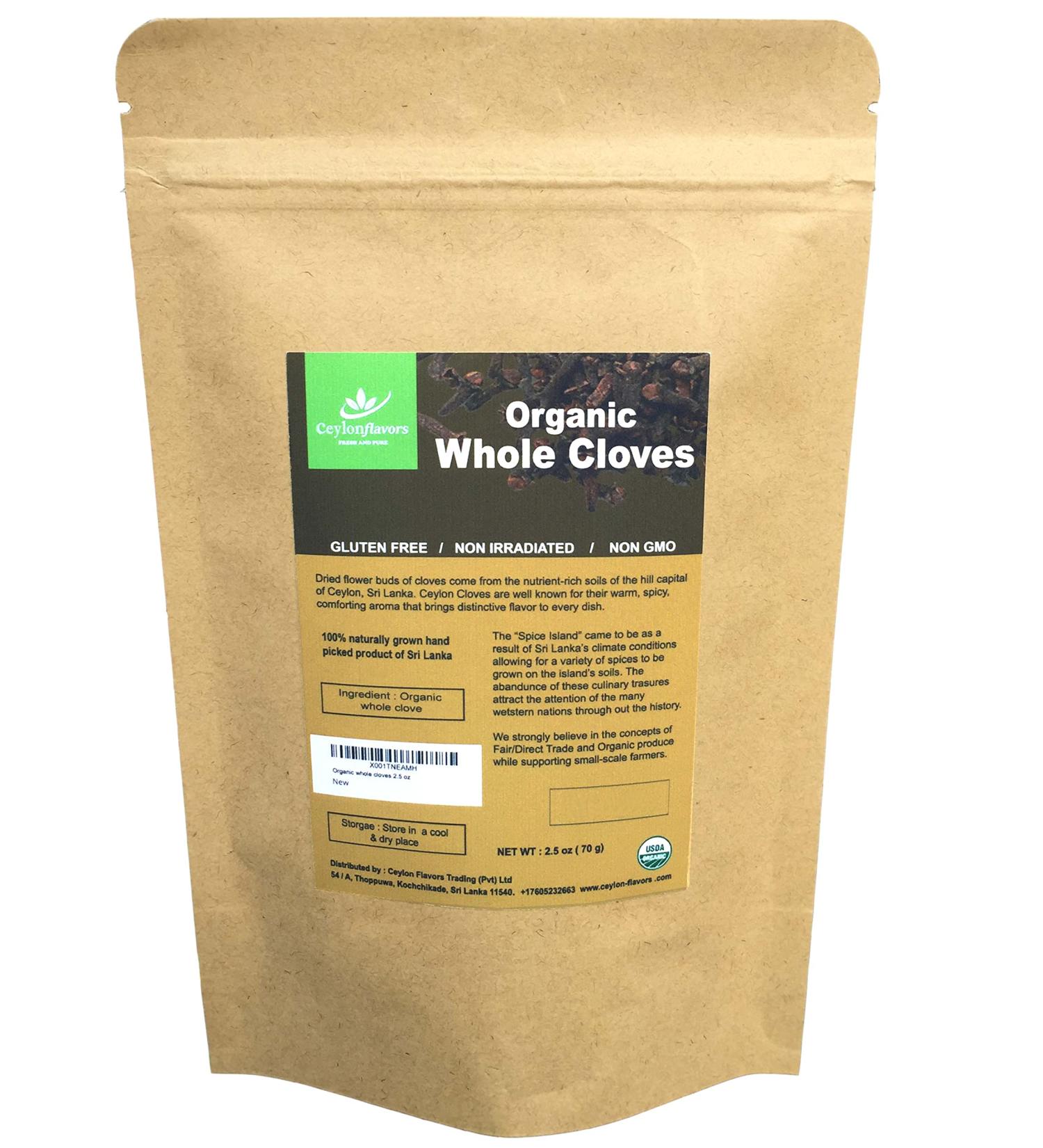 Organic Whole Cloves 2.5oz from USDA Certified Farm in Sri Lanka | Premium Quality in Resealable Pouch - Buy Online on SooperMarket.com
