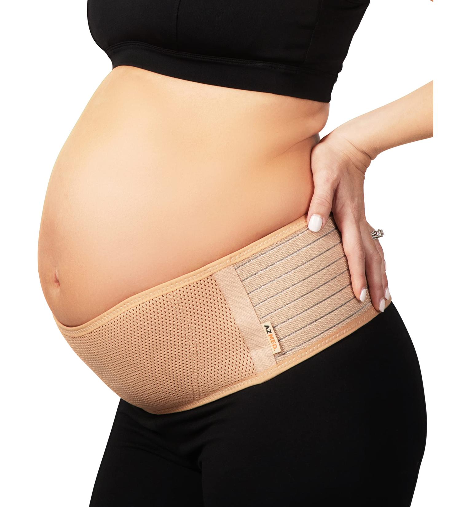 AZMED Maternity Belly Band for Pregnant Women - Pregnancy Support Belt for Abdomen, Pelvic, Waist & Back Pain Relief - Adjustable Maternity Belt for All Stages of Pregnancy & Postpartum - Beige - Buy Online on SooperMarket.com