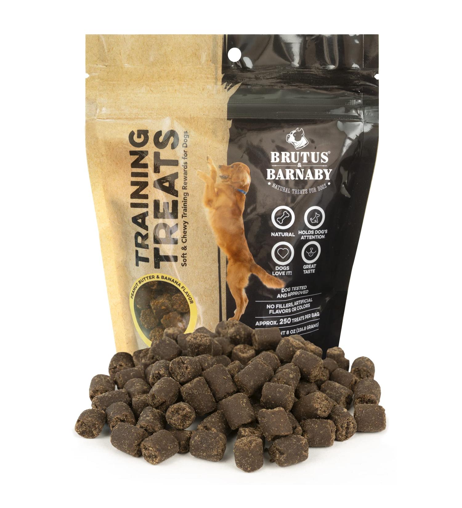 BRUTUS & BARNABY Peanut Butter & Banana Training Treats for Dogs - 8oz Pack - All-Natural Vegan Reward for Puppy Training - Buy Online on SooperMarket.com
