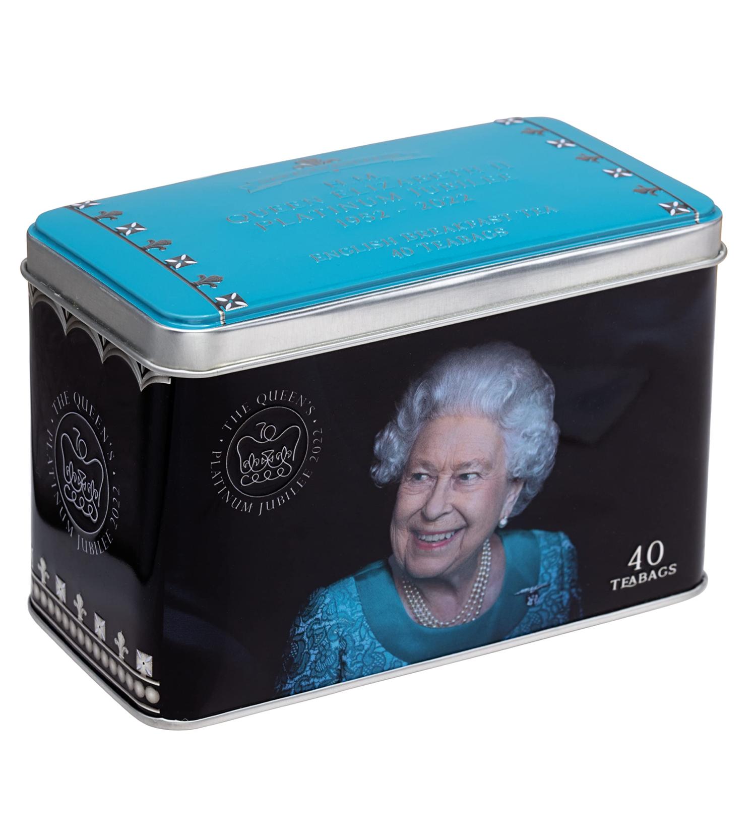 Queen Elizabeth II Jubilee 2022 Commemorative Tea Tin with 40 English Breakfast Teabags - Black Tea 40 Count - Buy Online on SooperMarket.com