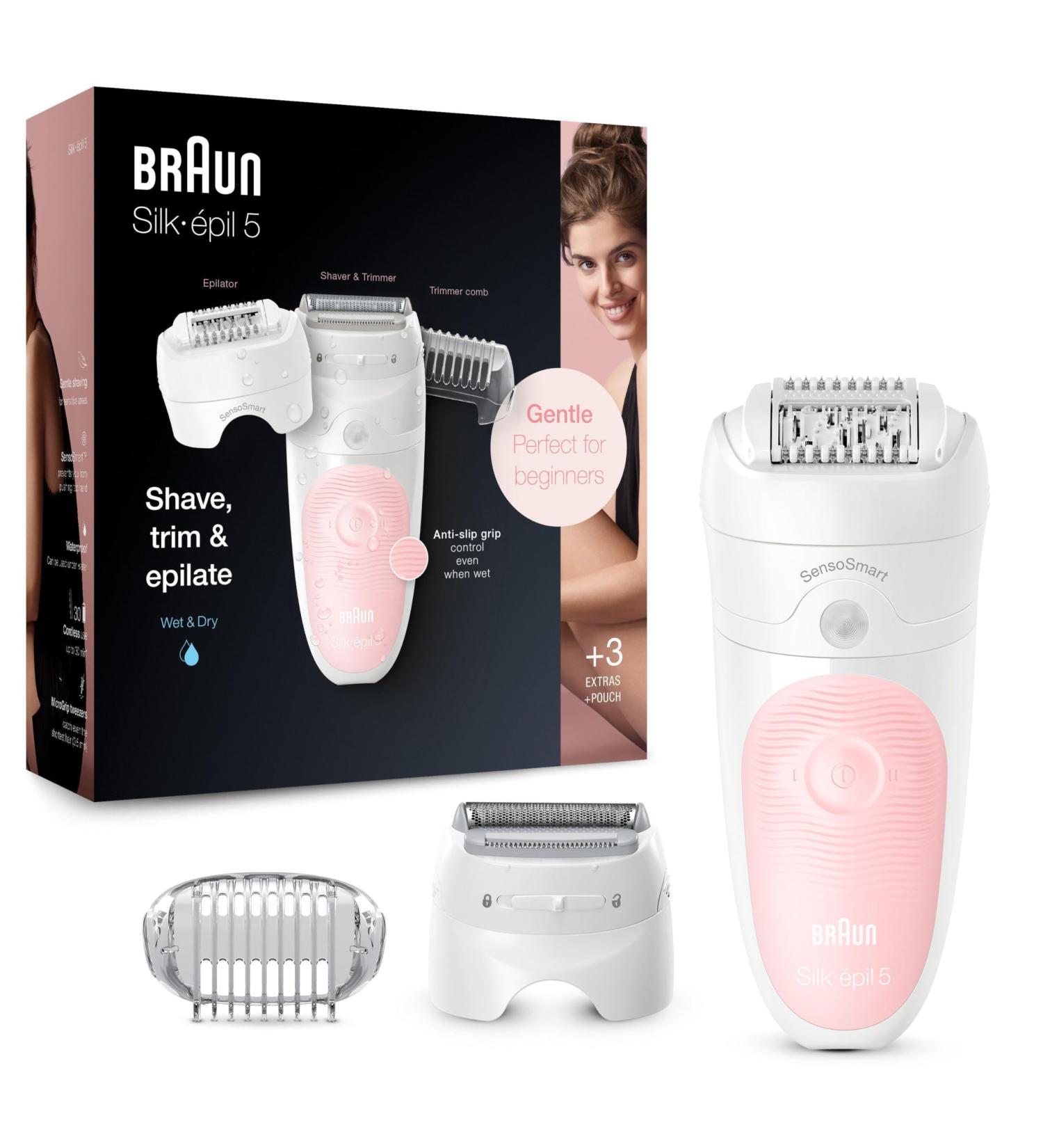 Buy Braun Silk- pil 5 Epilator for Women - Hair Removal Trimmer Massager Accessories Included - Model 5-620 Flamingo - Fast International Shipping - Buy Online on SooperMarket.com