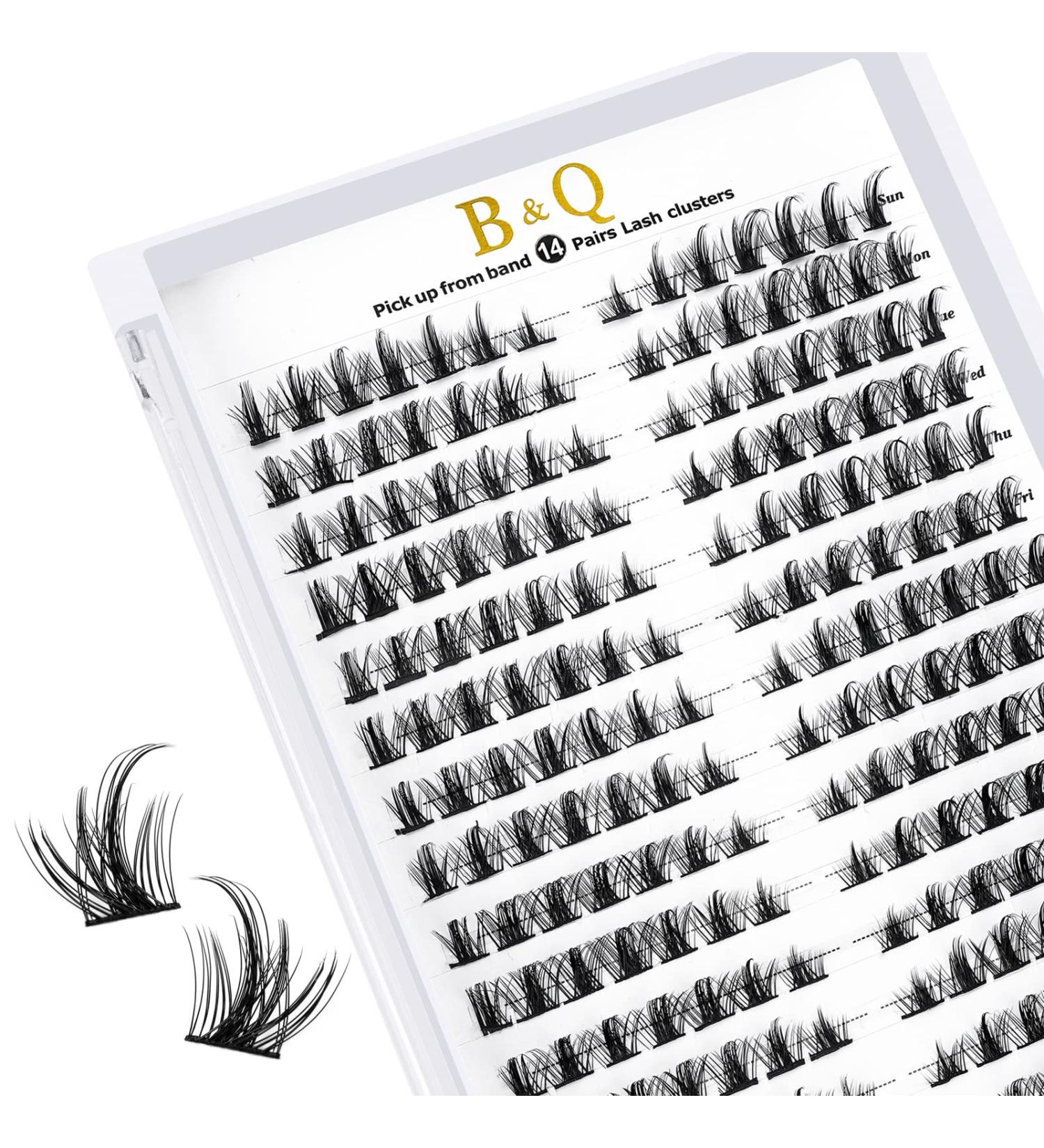 72 D-Curl B&Q Lash Clusters for DIY Natural Eyelash Extensions | Soft Fluffy D-MIX B 40 Clusters | UK-FD-B40-D-MIX - Buy Online on SooperMarket.com